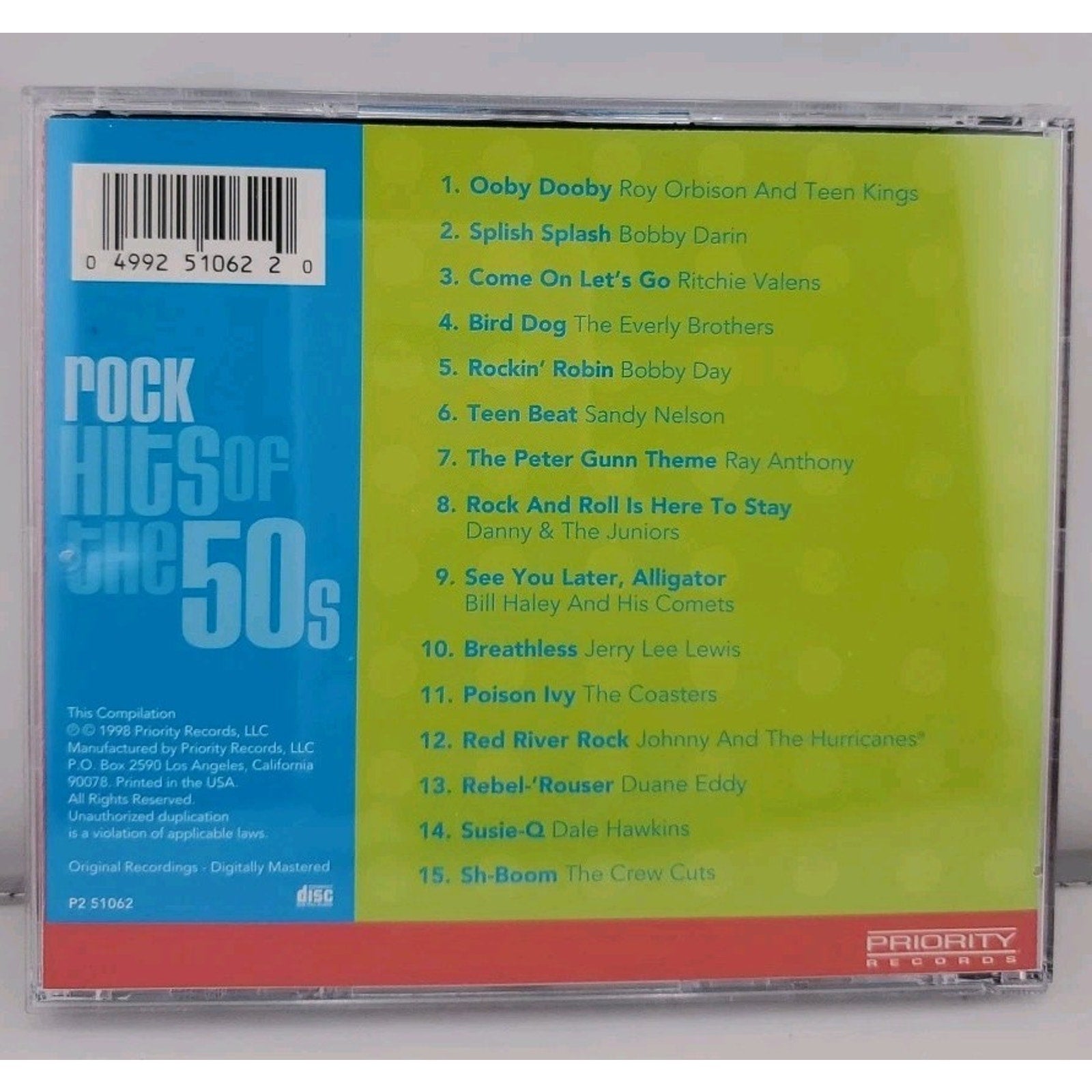 50's Rock Hits by Chart Toppers (CD, 1998)