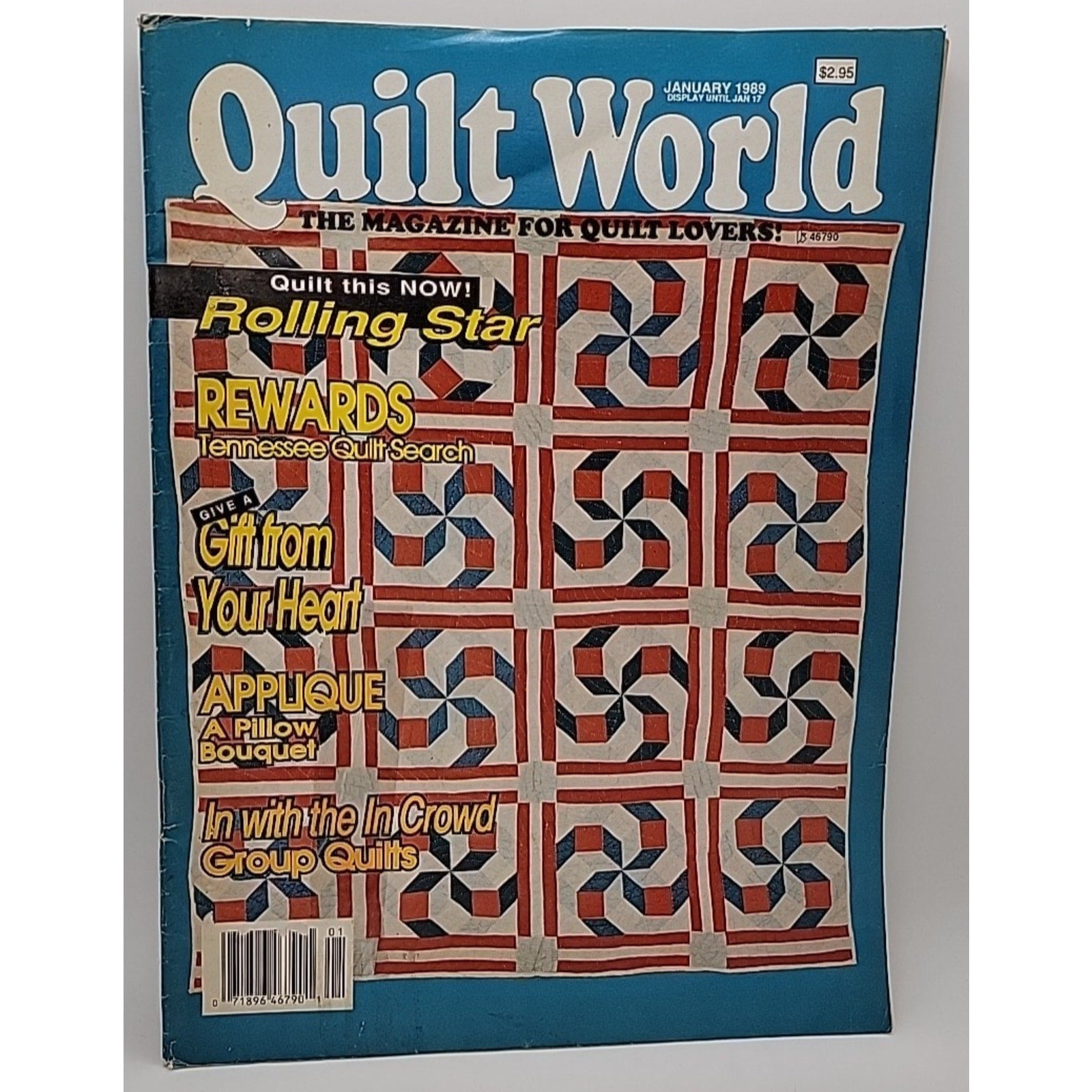 Quilt World Magazine Jan 1989 Rolling Star Christmas Rose Knights & Crosses Doll