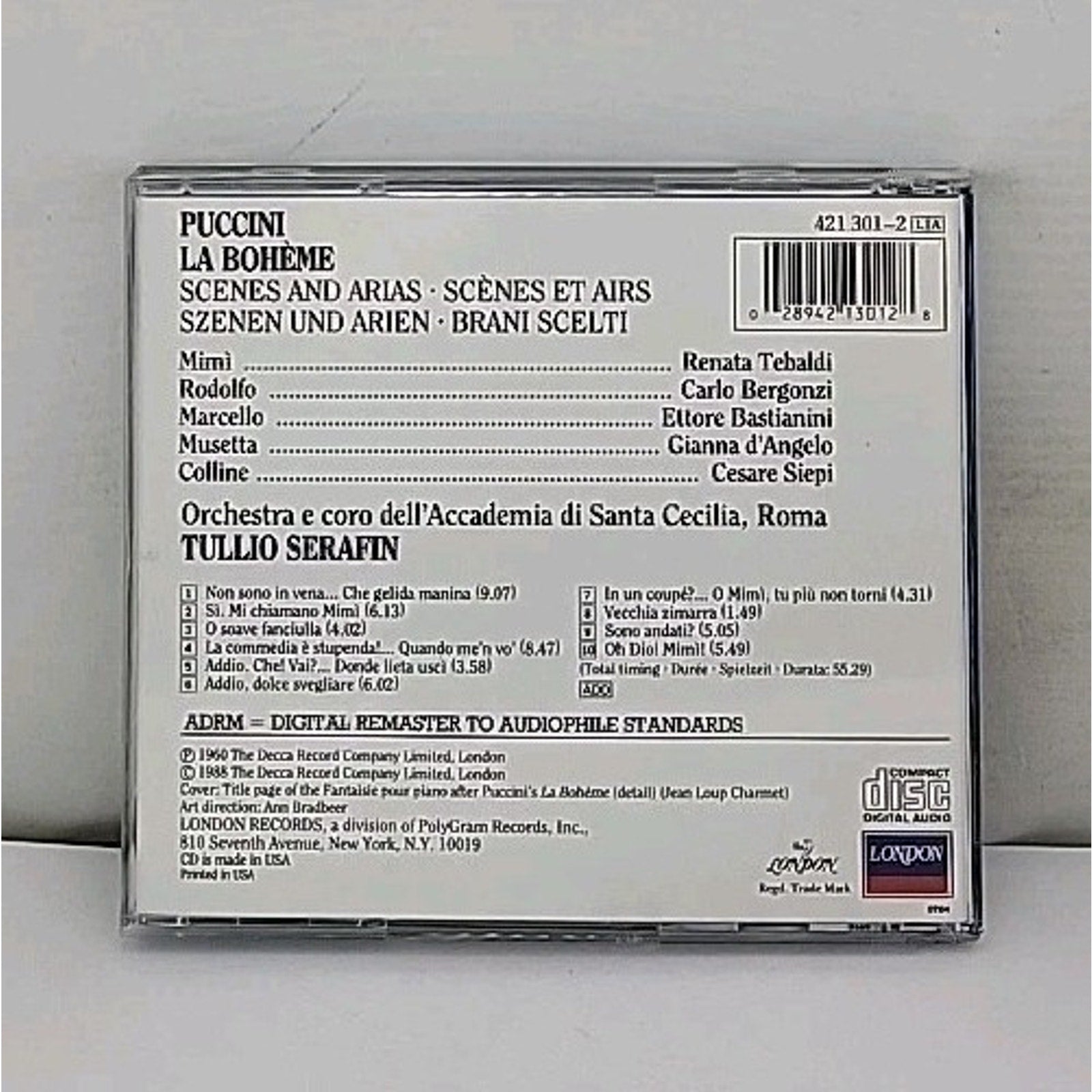 Giacomo Puccini - La Boheme- Scenes and Arias (CD, 1988)