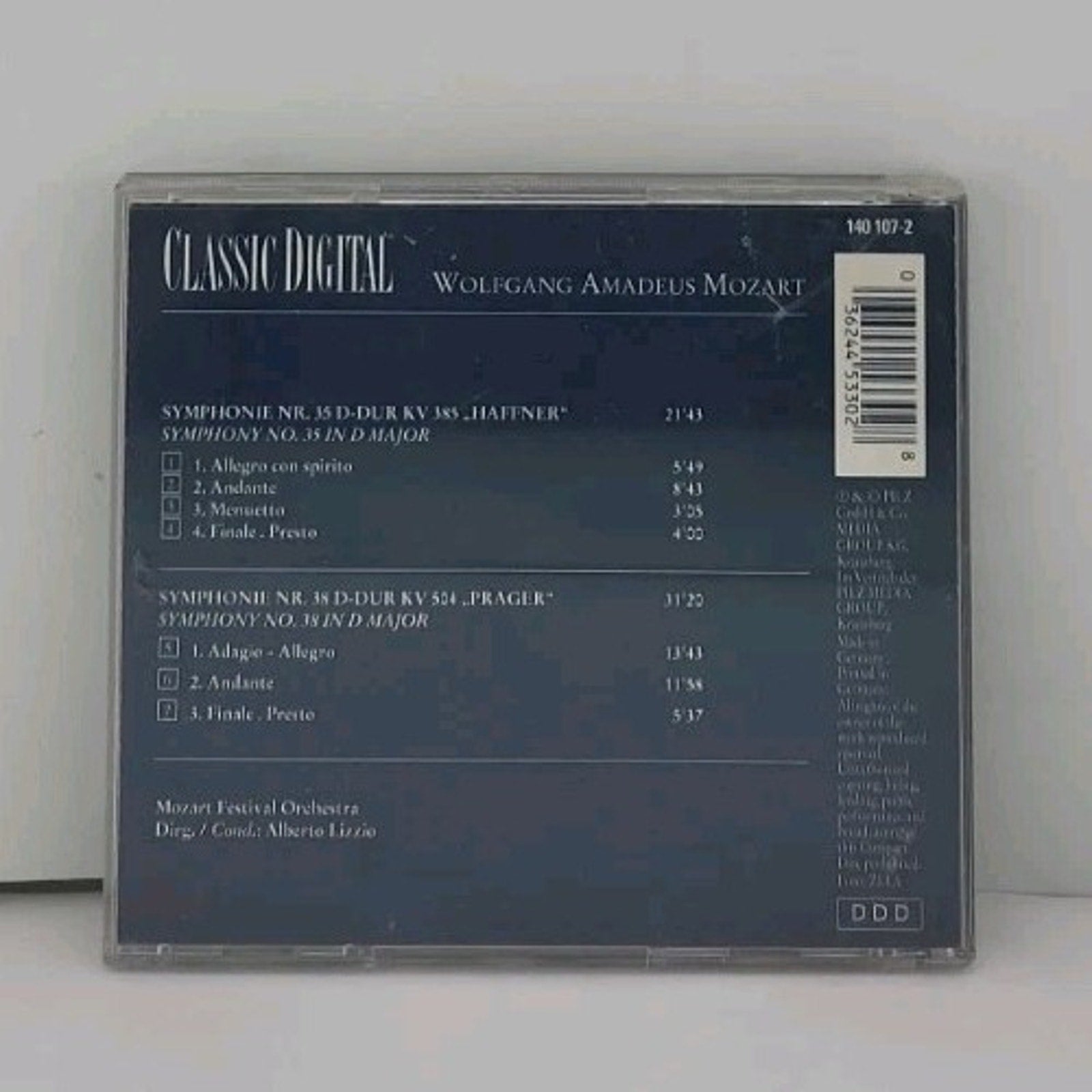 Mozart Symphonies Nr. 35 & 38 CD Classic Digital Ddd Edition