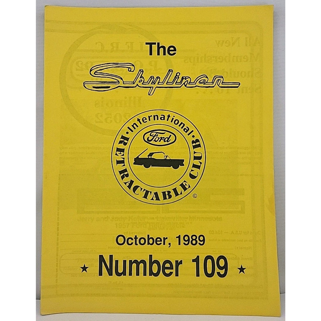 The Skyliner - International Retractable Club - October 1989 Number 109