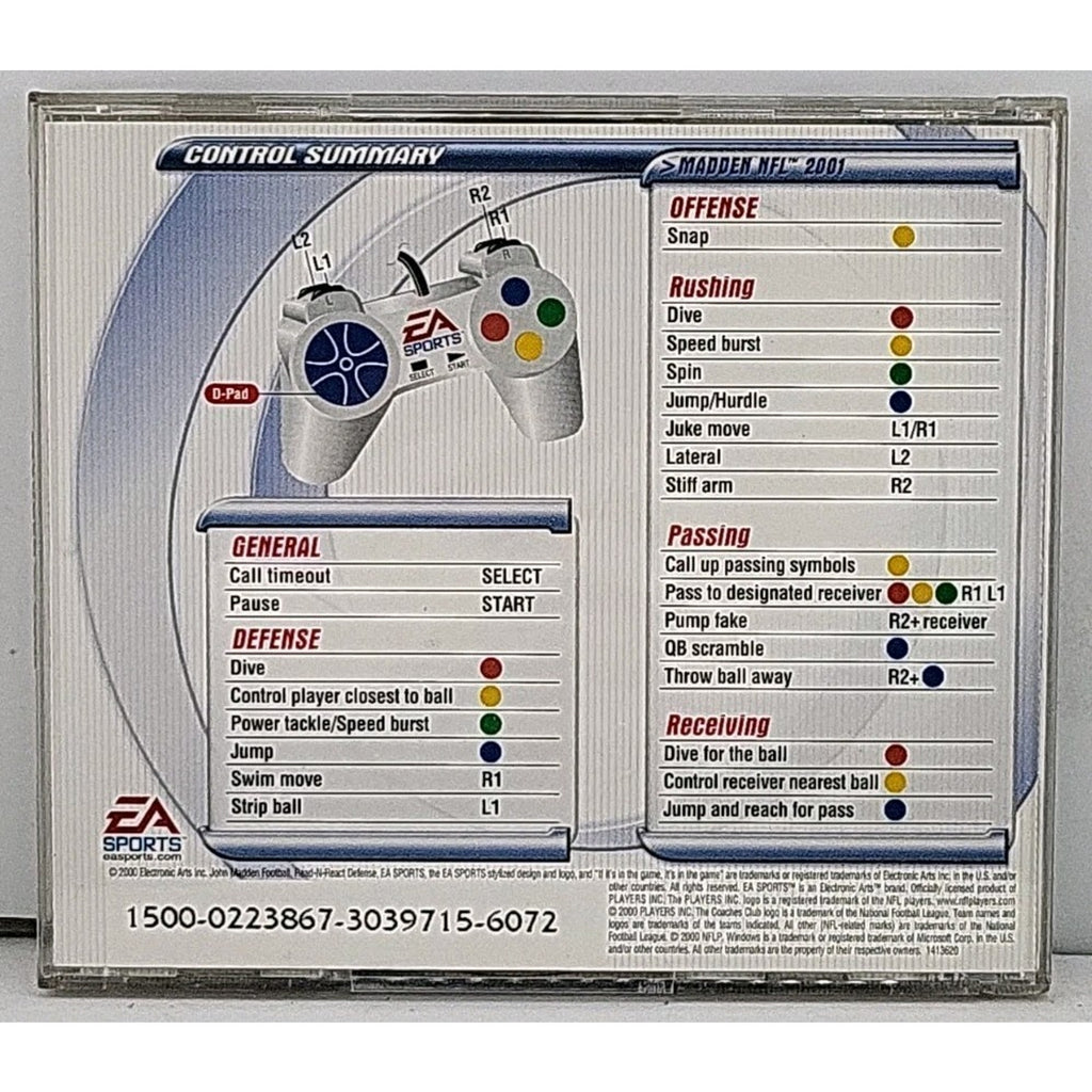 Madden NFL 2001 PC CD Rom Video Game 2000 Windows 95 98 EA Sports Football