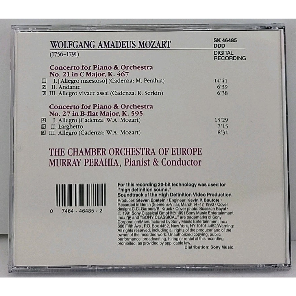 Piano Concerti 21 & 27 by Murray Perahia (CD, 1991)