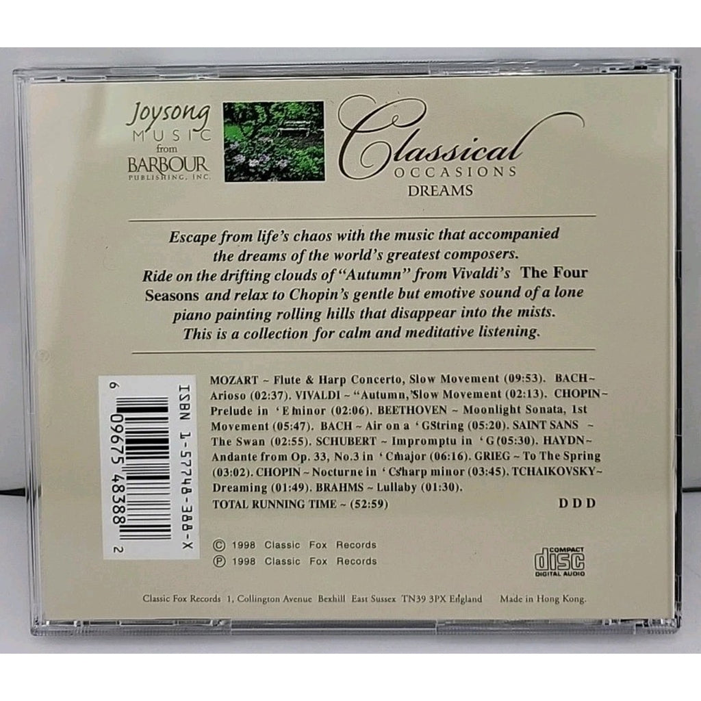 Classical Occasions Dreams Calming Music CD