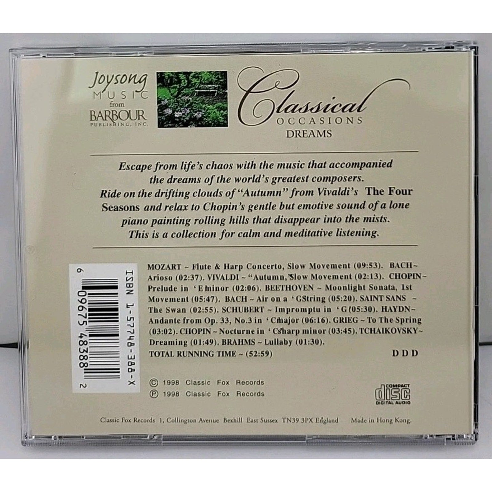 Classical Occasions Dreams Calming Music CD