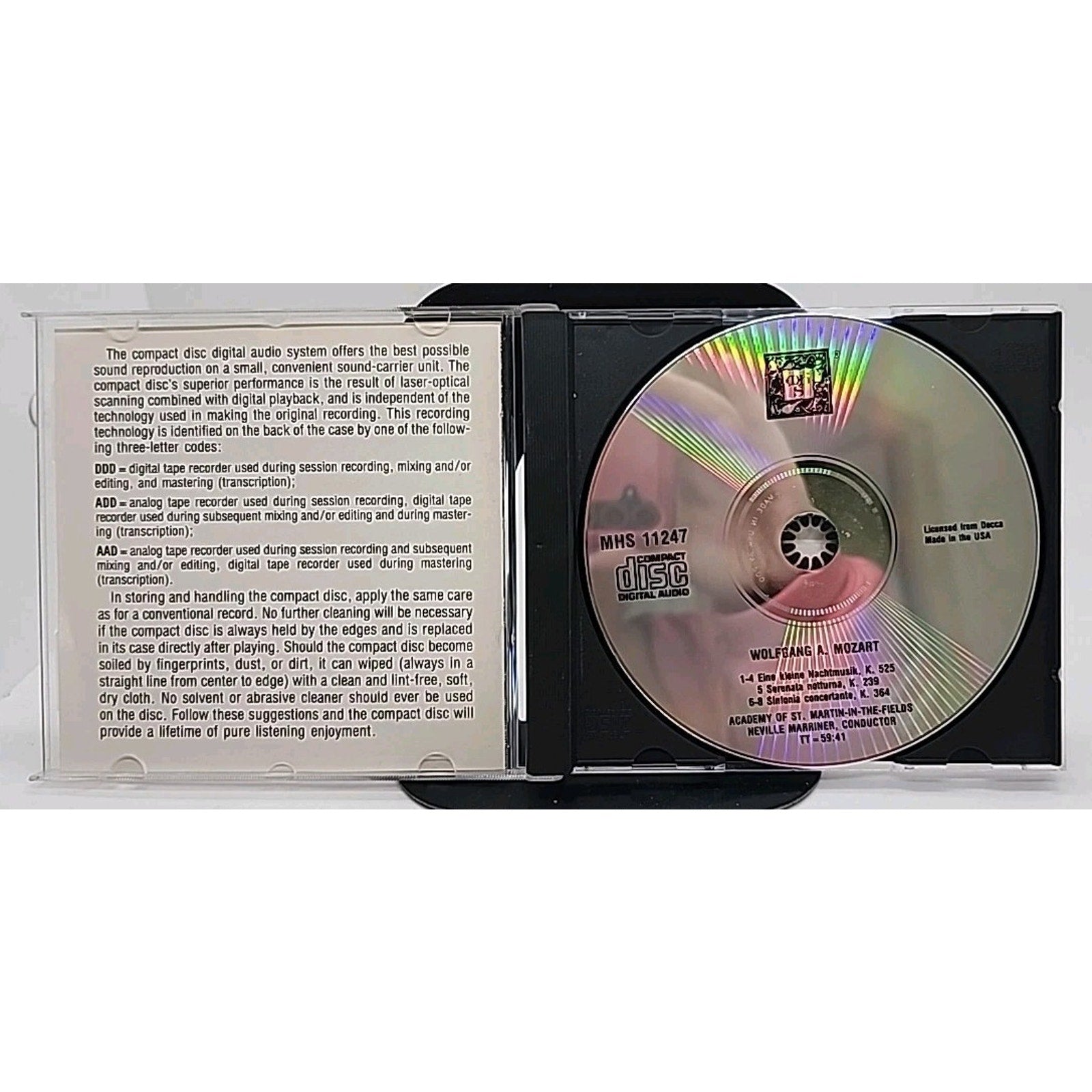 Wolfgang A. Mozart : Eine Kleine Nachtmusik by Neville Marriner (Cd 1988)