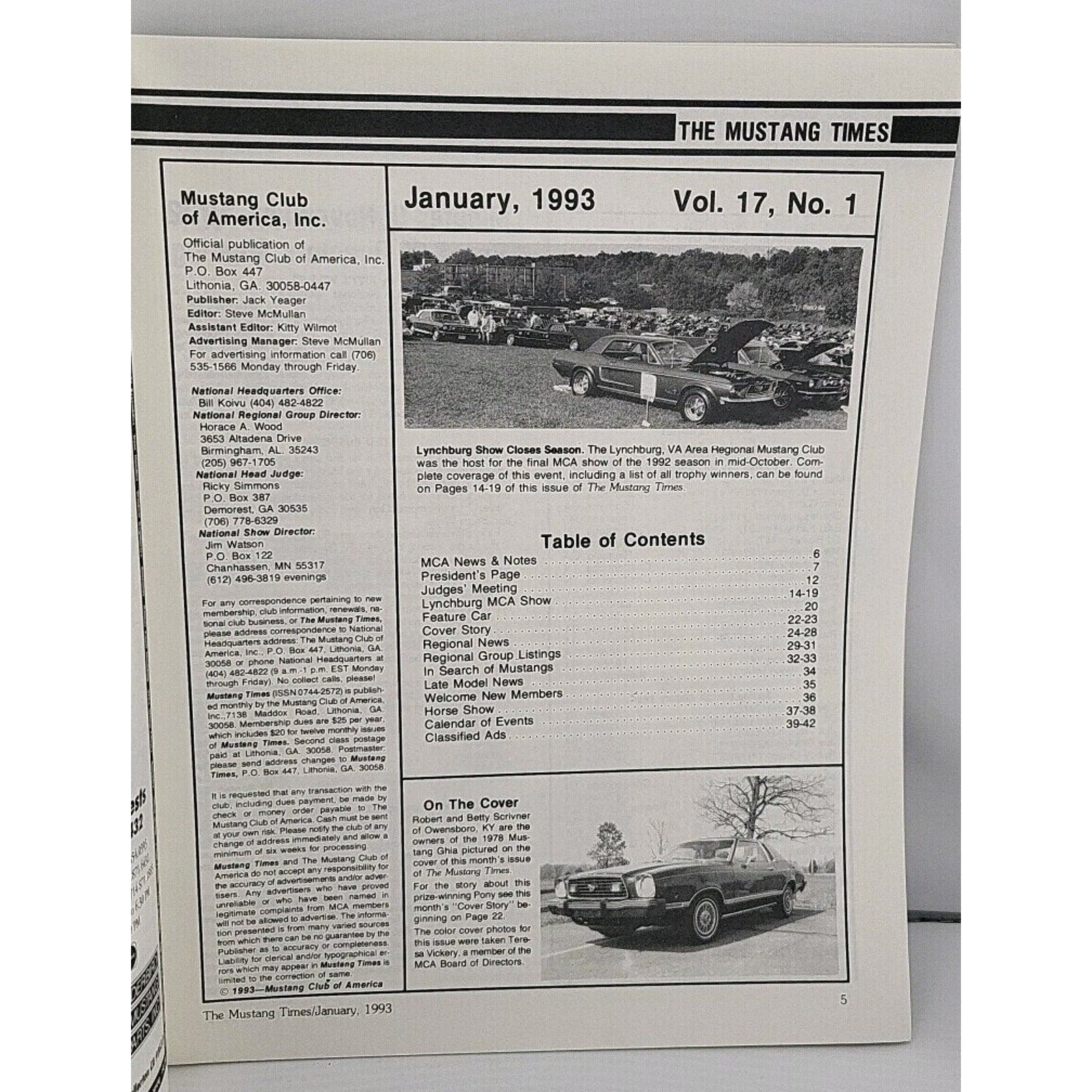 Mustang Times Volume 17 No 1 January 1993