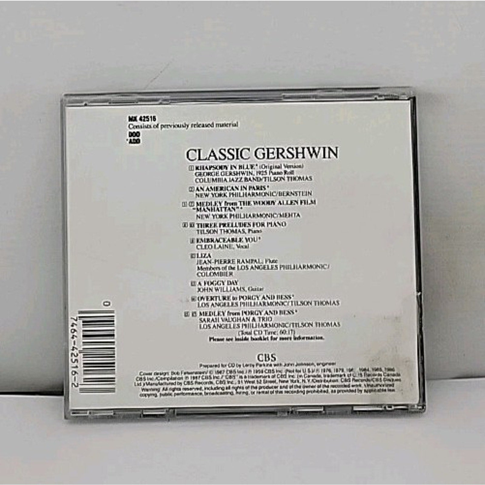 Rhaps Blue/Amer Paris/Porgy & by George Gershwin (CD, 1990)