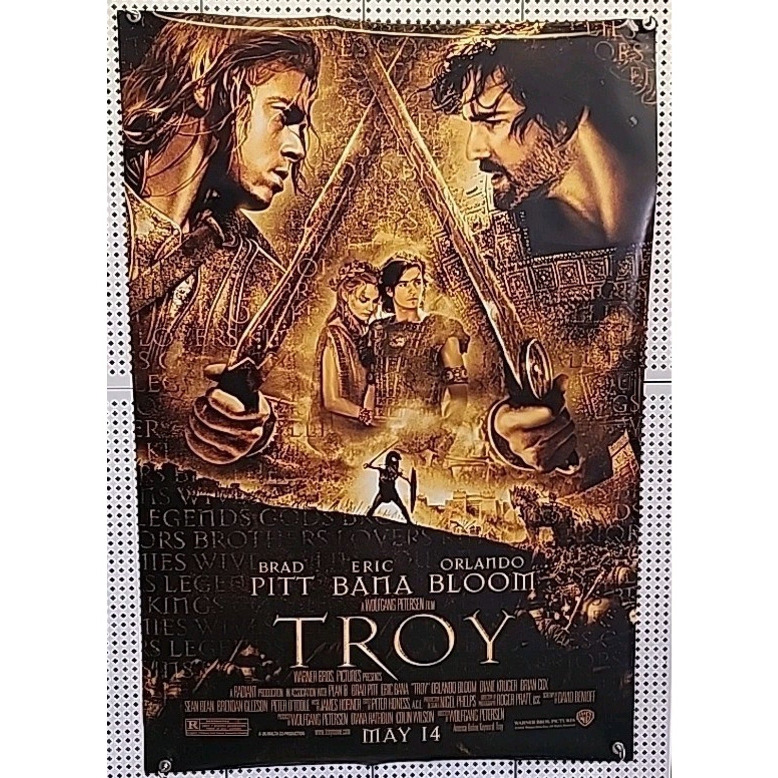 Troy Movie Poster 27x40 DS Rare Advance Poster with Brad Pitt 2004