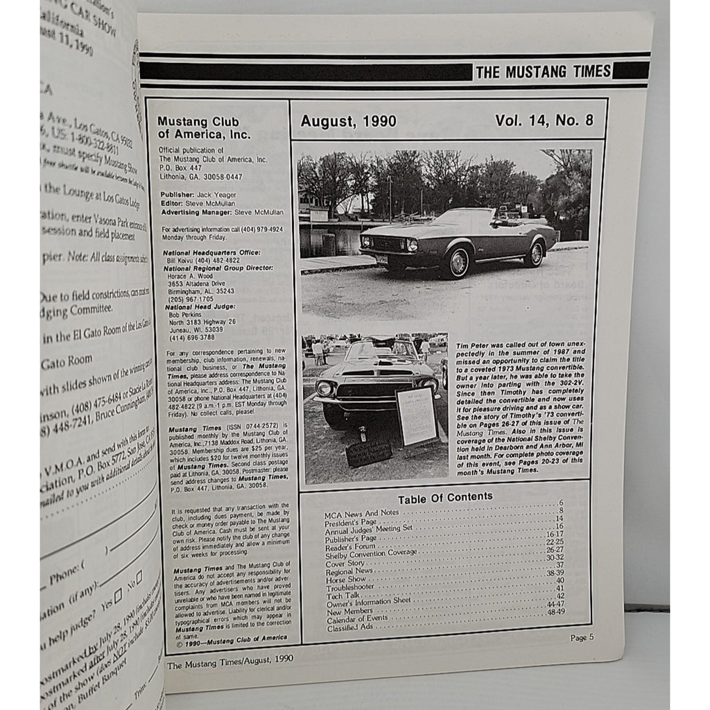 Mustang Times August 1990 Magazine