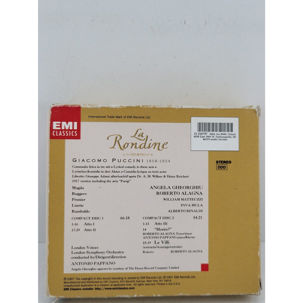 Puccini - La Rondine - Audio CD By Giacomo Puccini