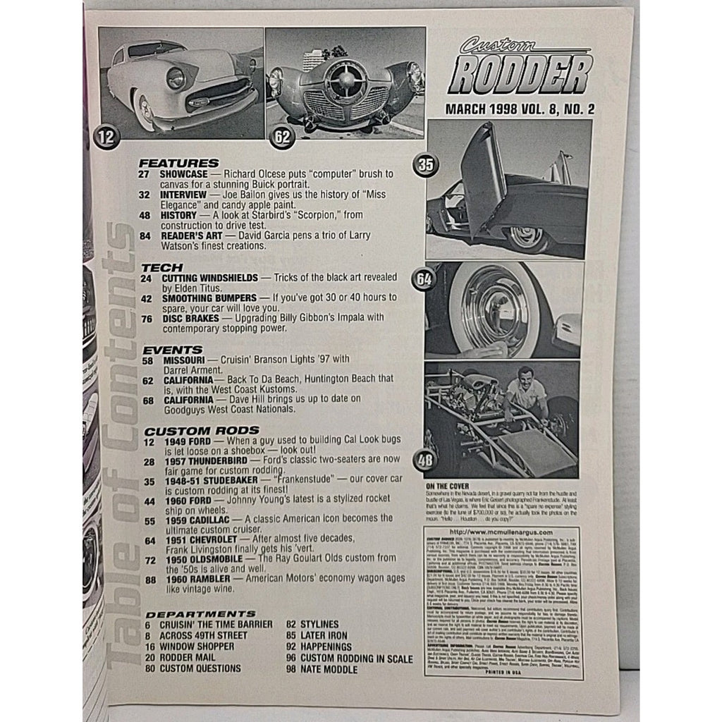 Custom Rodder Magazine - March 1998 - Volume 8 No. 2