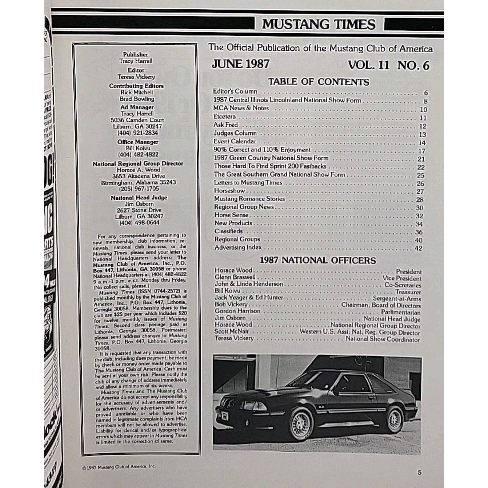 Mustang Times Magazine June 1987 Vol. 11 No. 6