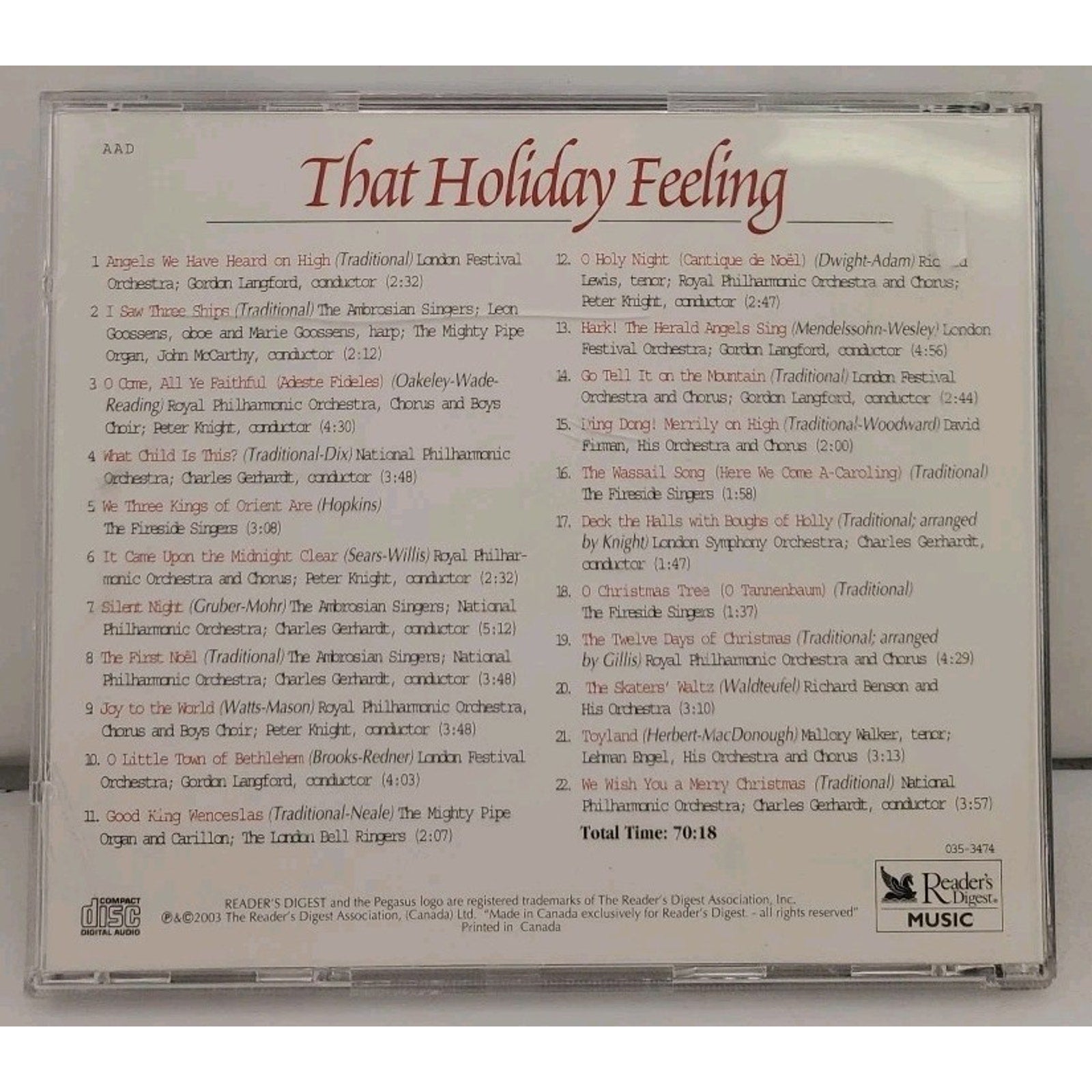 That Holiday Feeling CD - Reader's Digest Music