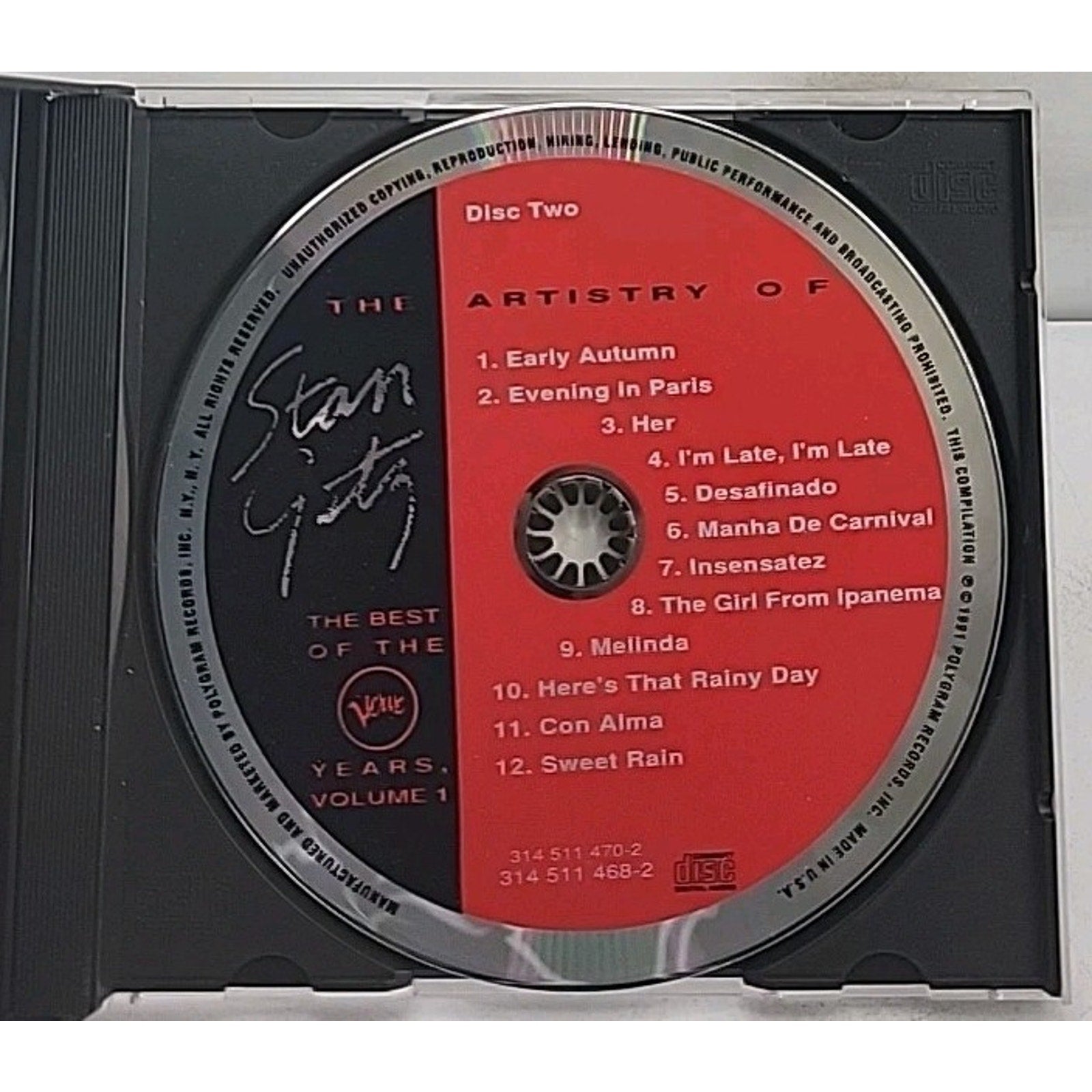 Artistry of Stan Getz: Best of Verve Years Vol 1 by Stan Getz (CD, 1991)