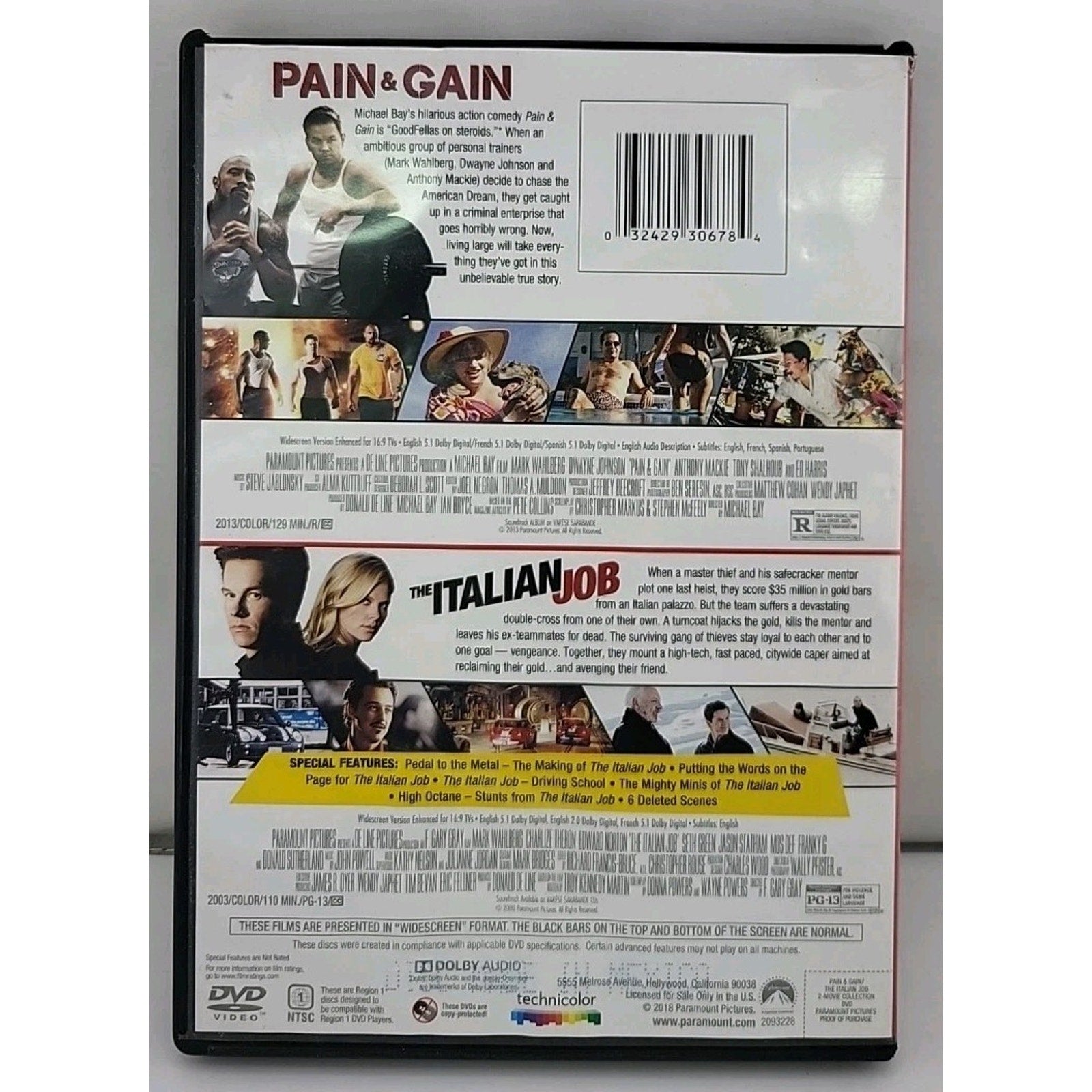 Pain & Gain The Italian Job DVD 2013 2-Movie Collection Mark Wahlberg