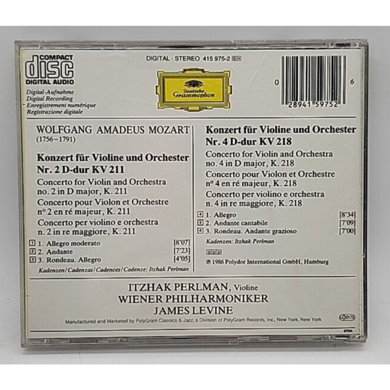 Mozart Violinkonzerte Nos. 2 & 4 CD