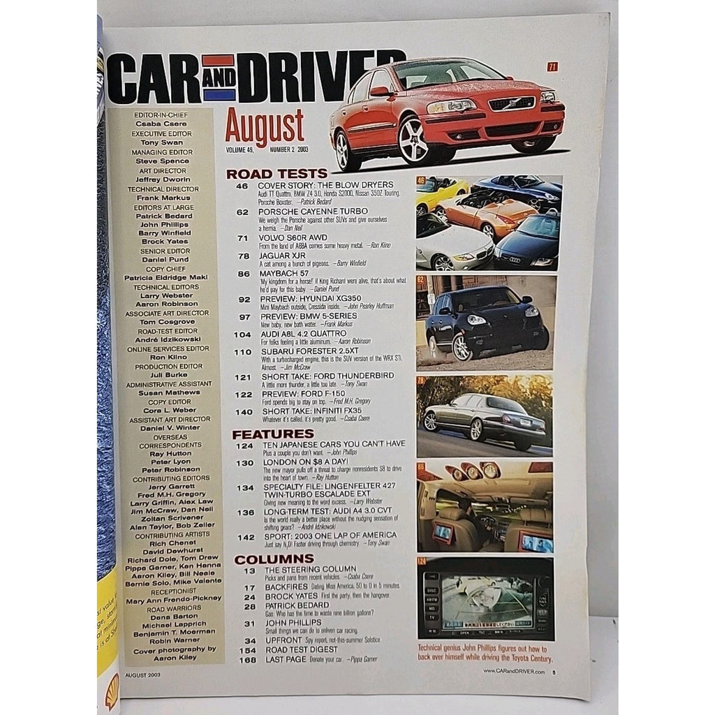 Car And Driver Magazine - August 2003 - Volume 49 Number 2