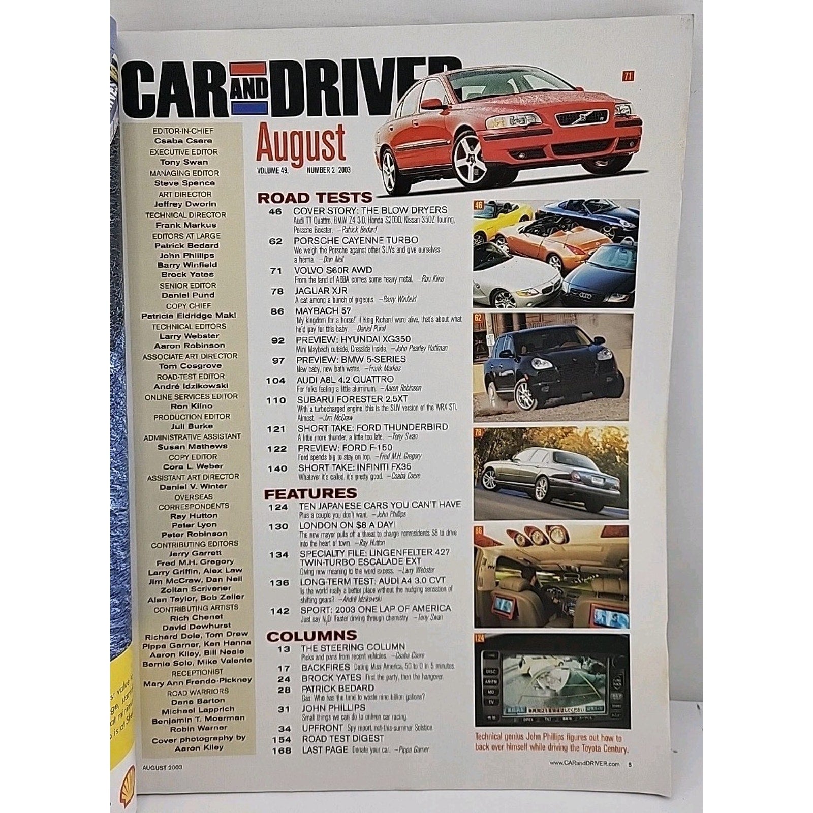 Car And Driver Magazine - August 2003 - Volume 49 Number 2