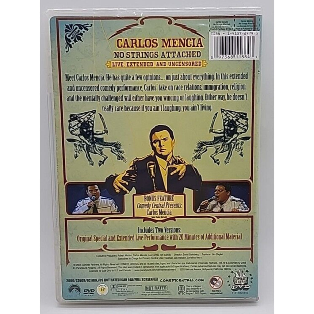 Carlos Mencia: No Strings Attached: Live, Extended, and Uncensored (DVD, 2006)