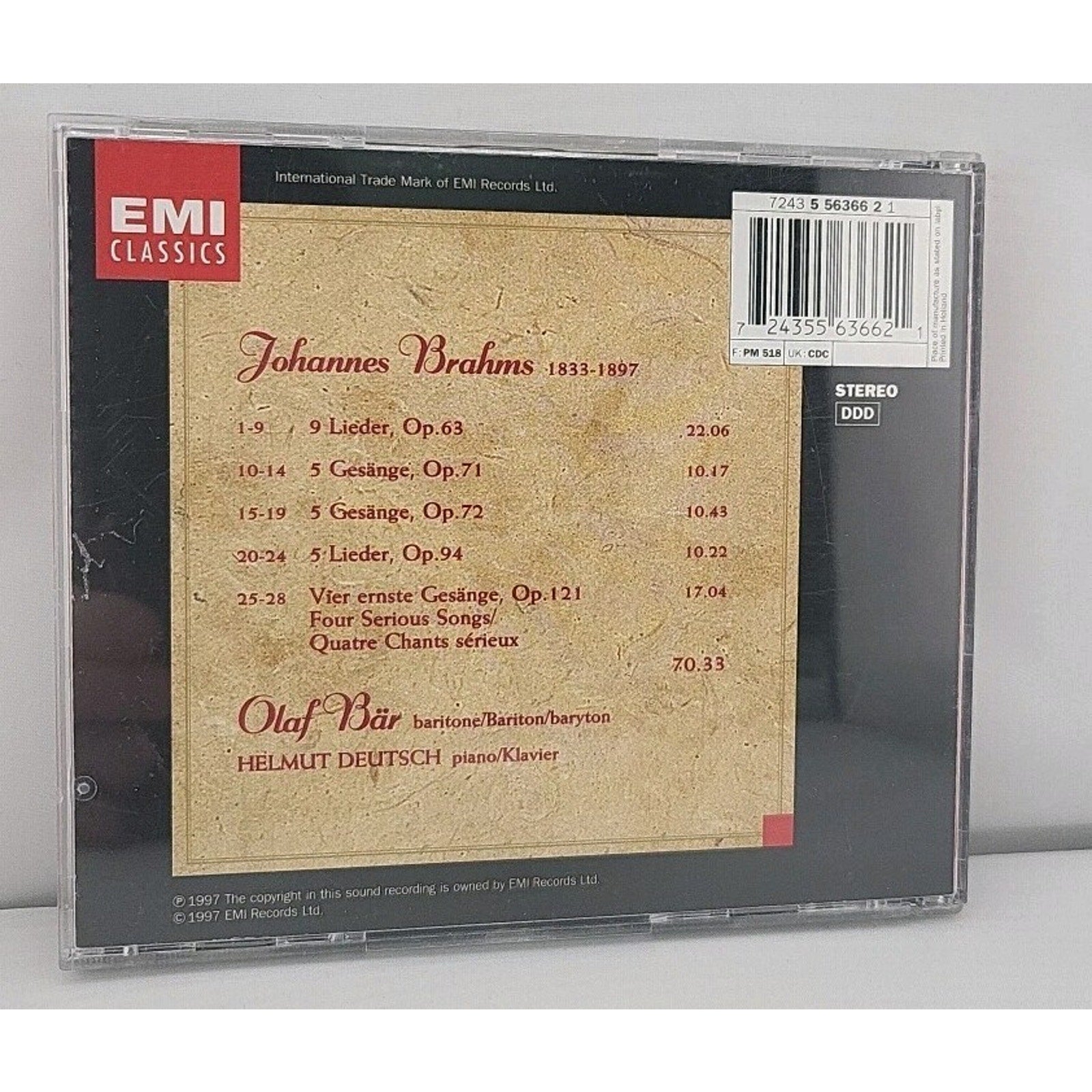 Brahms Lieder - Olaf Bär - Helmut Deutsch CD