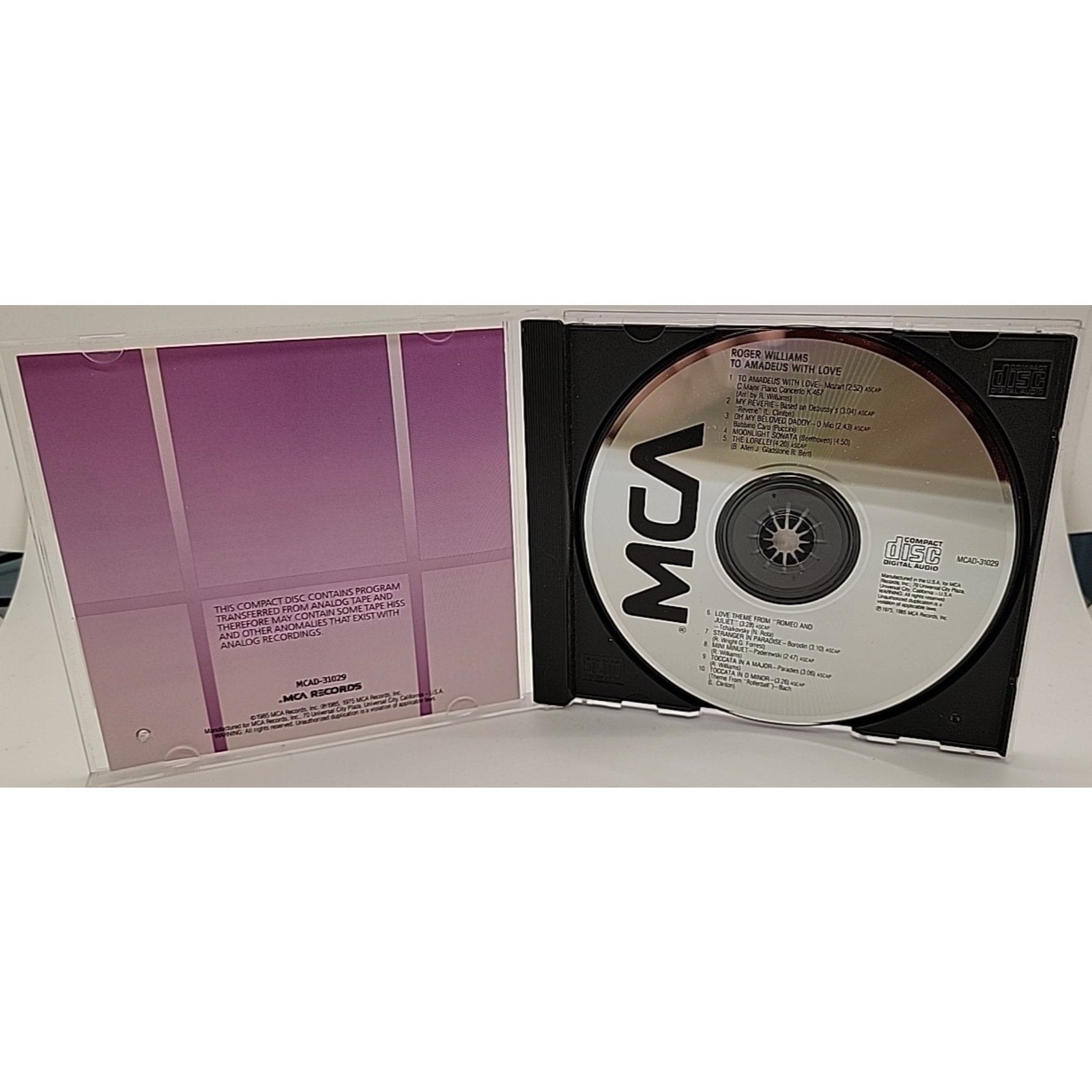 To Amadeus with Love by Roger Williams (Piano) (CD, Sep-2008, MCA)