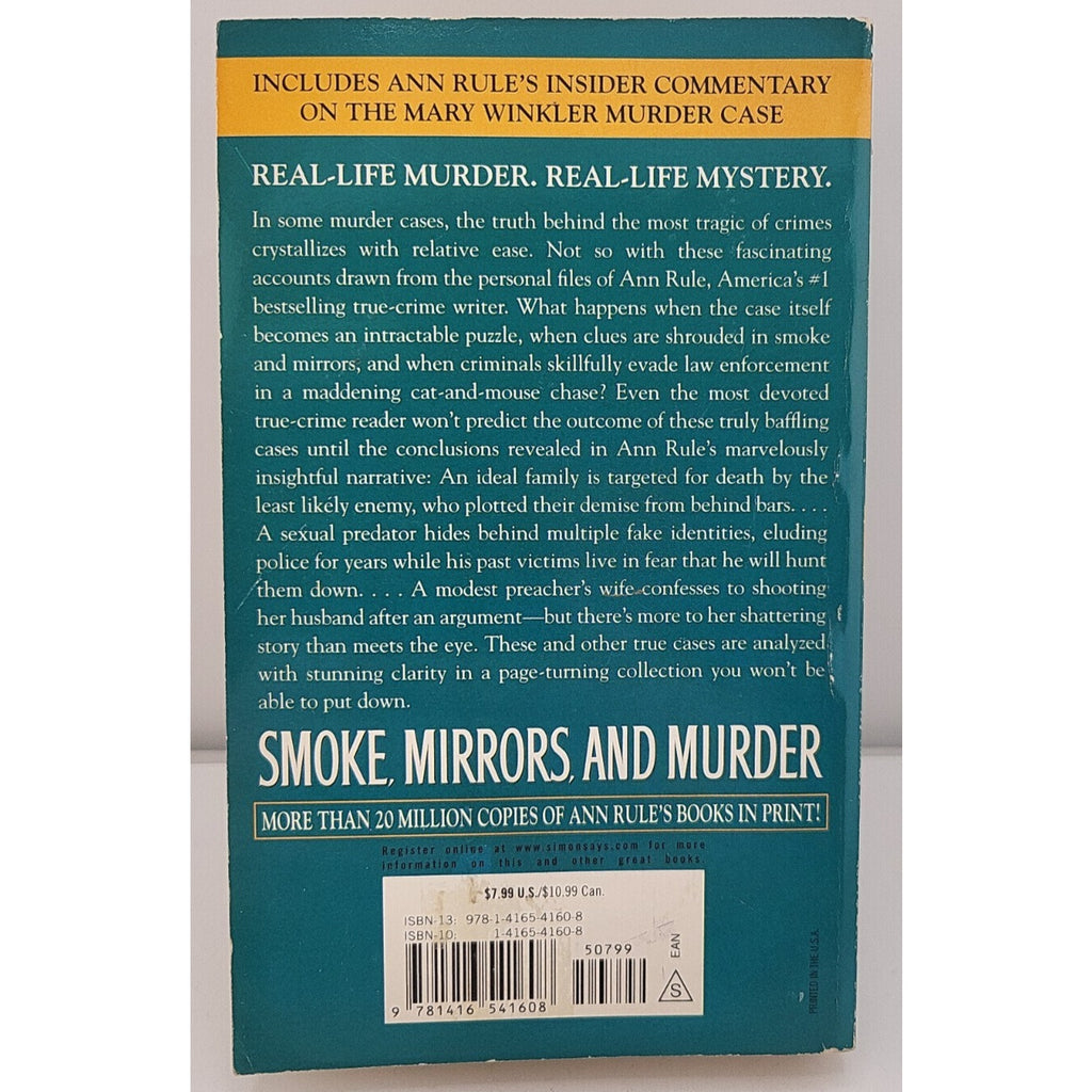 Smoke, Mirrors, and Murder : And Other True Cases by Ann Rule (2007, Mass...