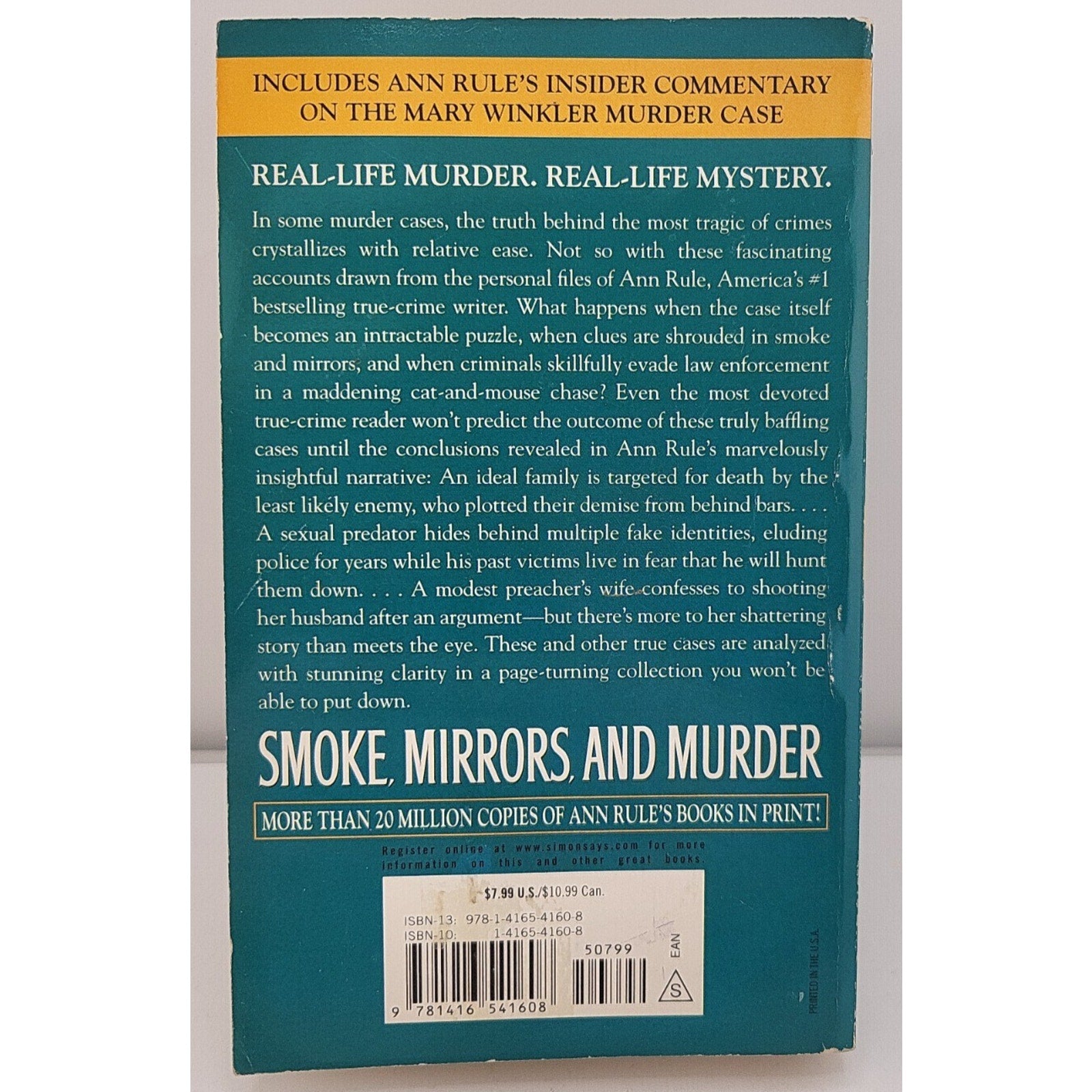 Smoke, Mirrors, and Murder : And Other True Cases by Ann Rule (2007, Mass...