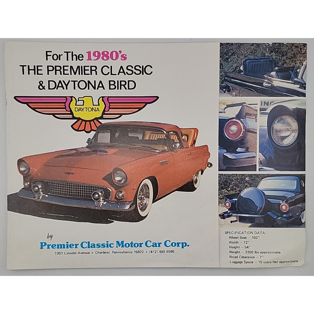 For The 1980's The Premier Classic & Daytona Bird Spec Sheet
