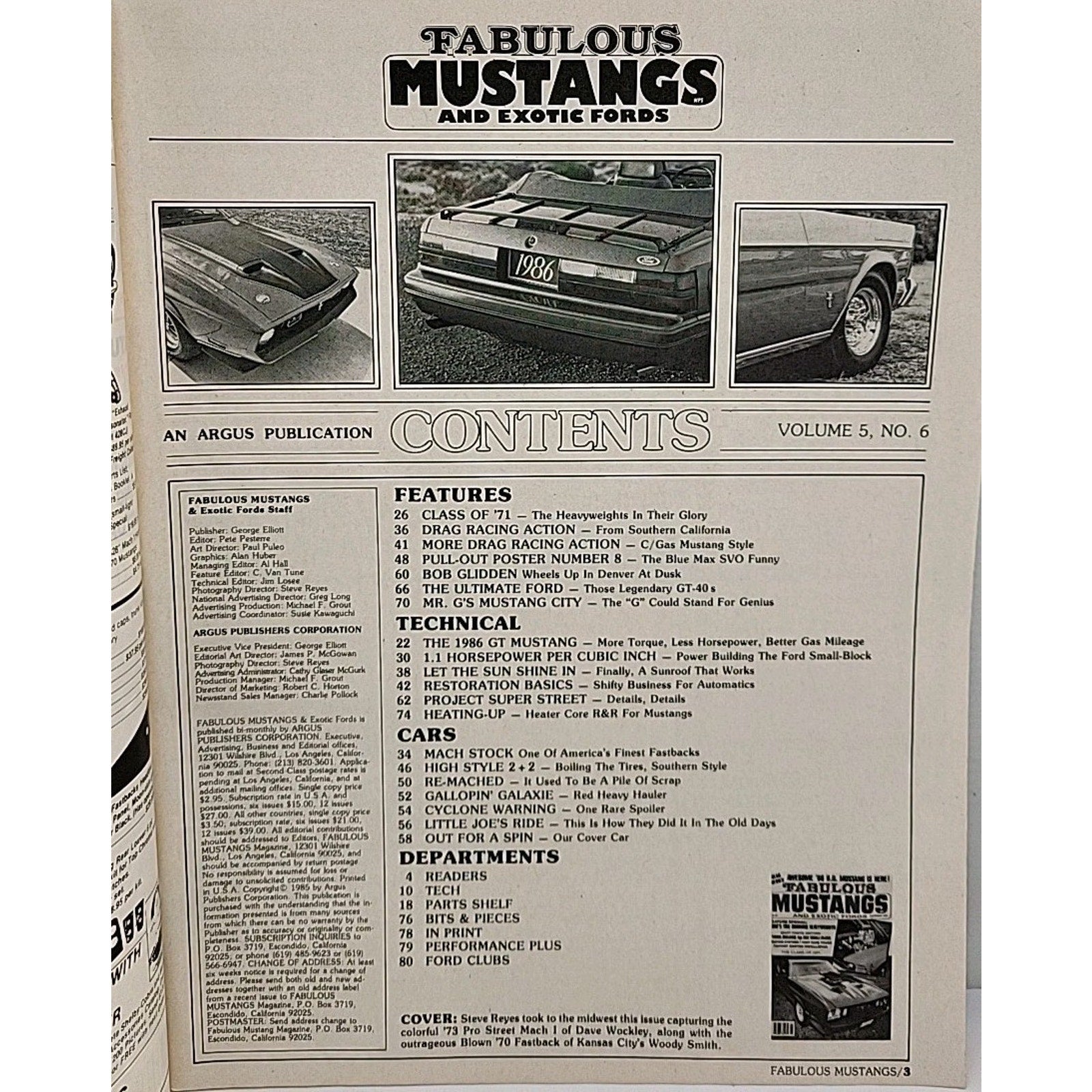 Fabulous Mustangs And Exotic Fords Magazine November 1985 Volume 5 No. 6