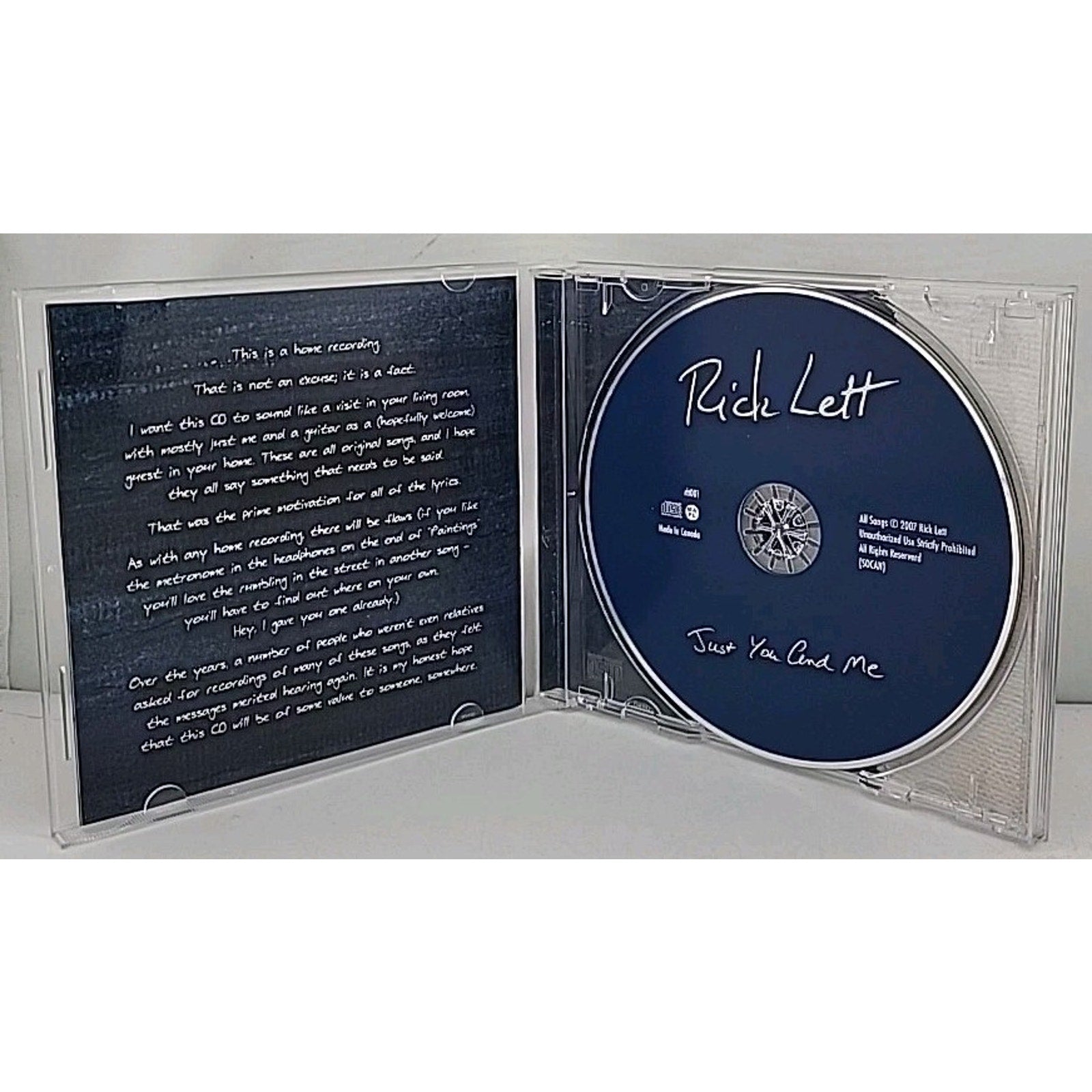 Just You And Me By Rick Lett CD