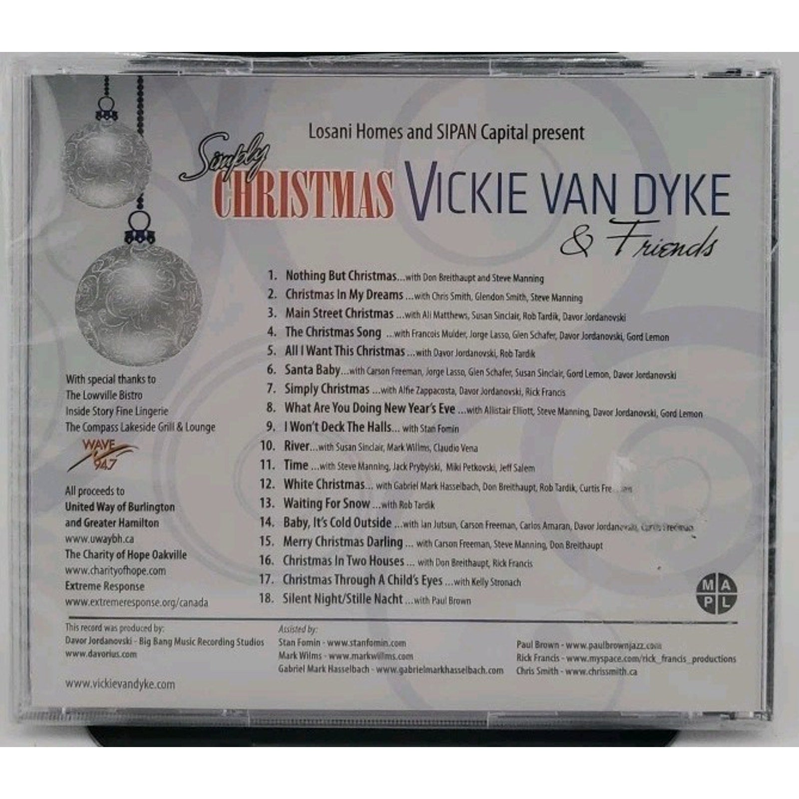 Simply Christmas CD - Vickie Van Dyke & Friends *Brand New*