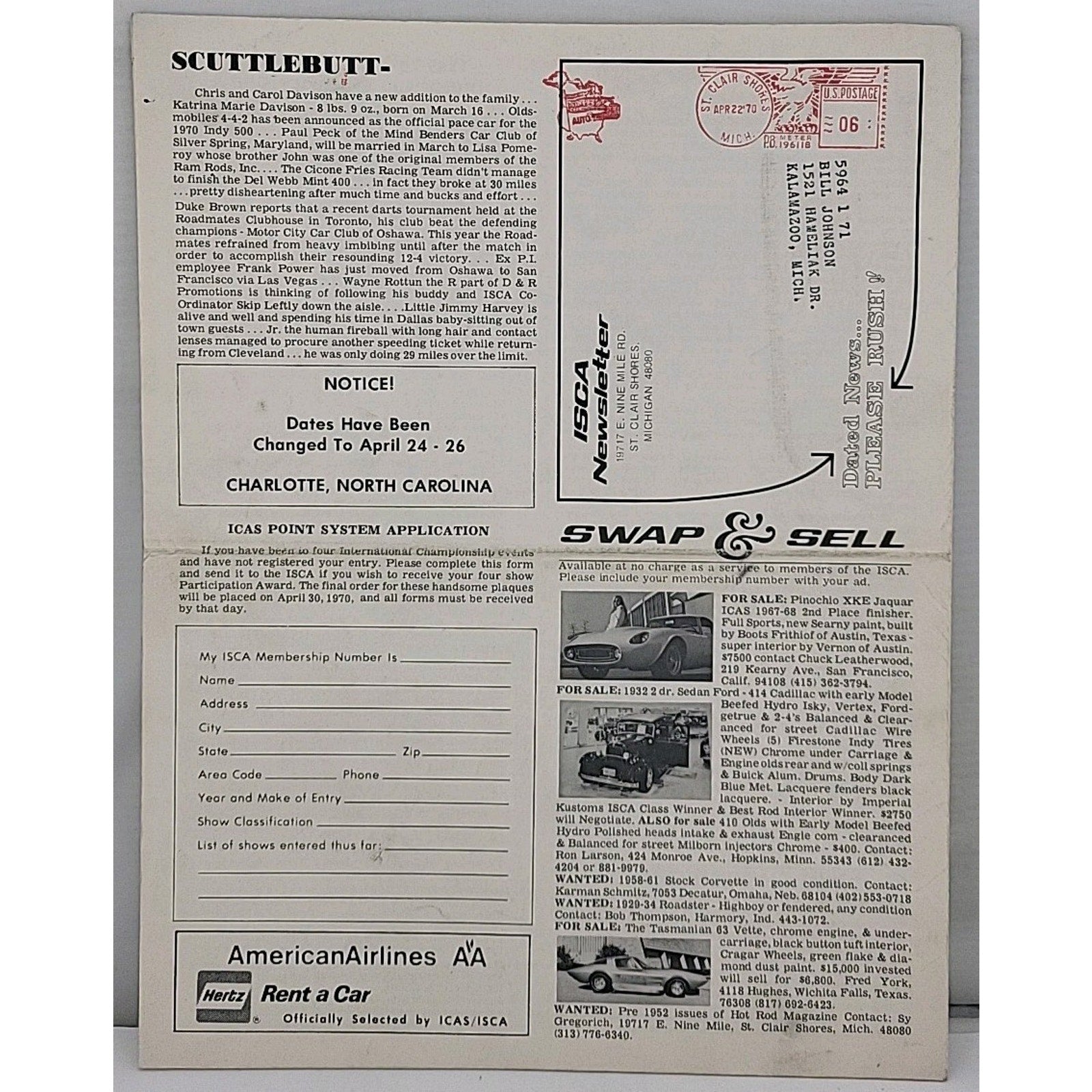 ISCA Newsletter March 1970 Volume X Number 7