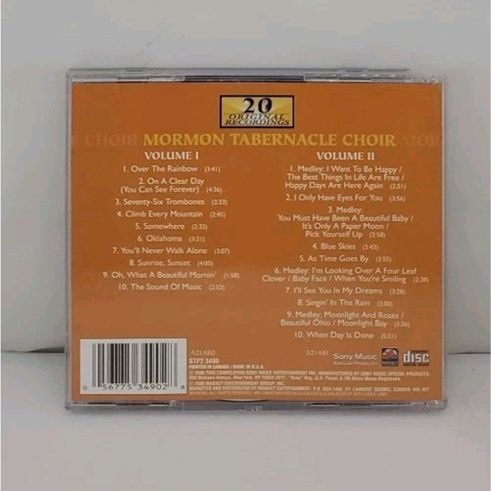 Down Memory Lane by Mormon Tabernacle Choir (CD, 2000, 2 Discs, Madacy)