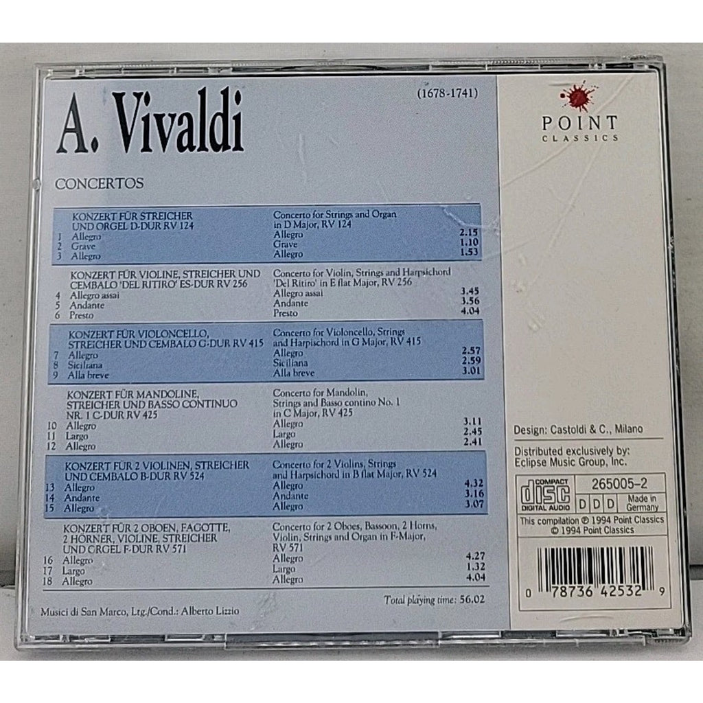 Vivaldi: Concertos (CD, 1994, Point Classics 265005-2)