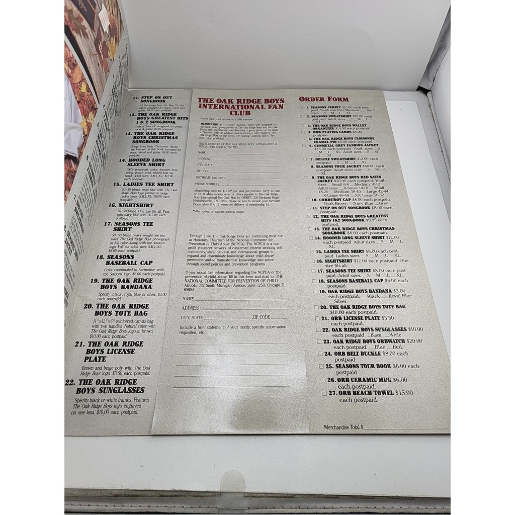 1986 Seasons Oak Ridge Boys Concert Tour Fan Book 13×11