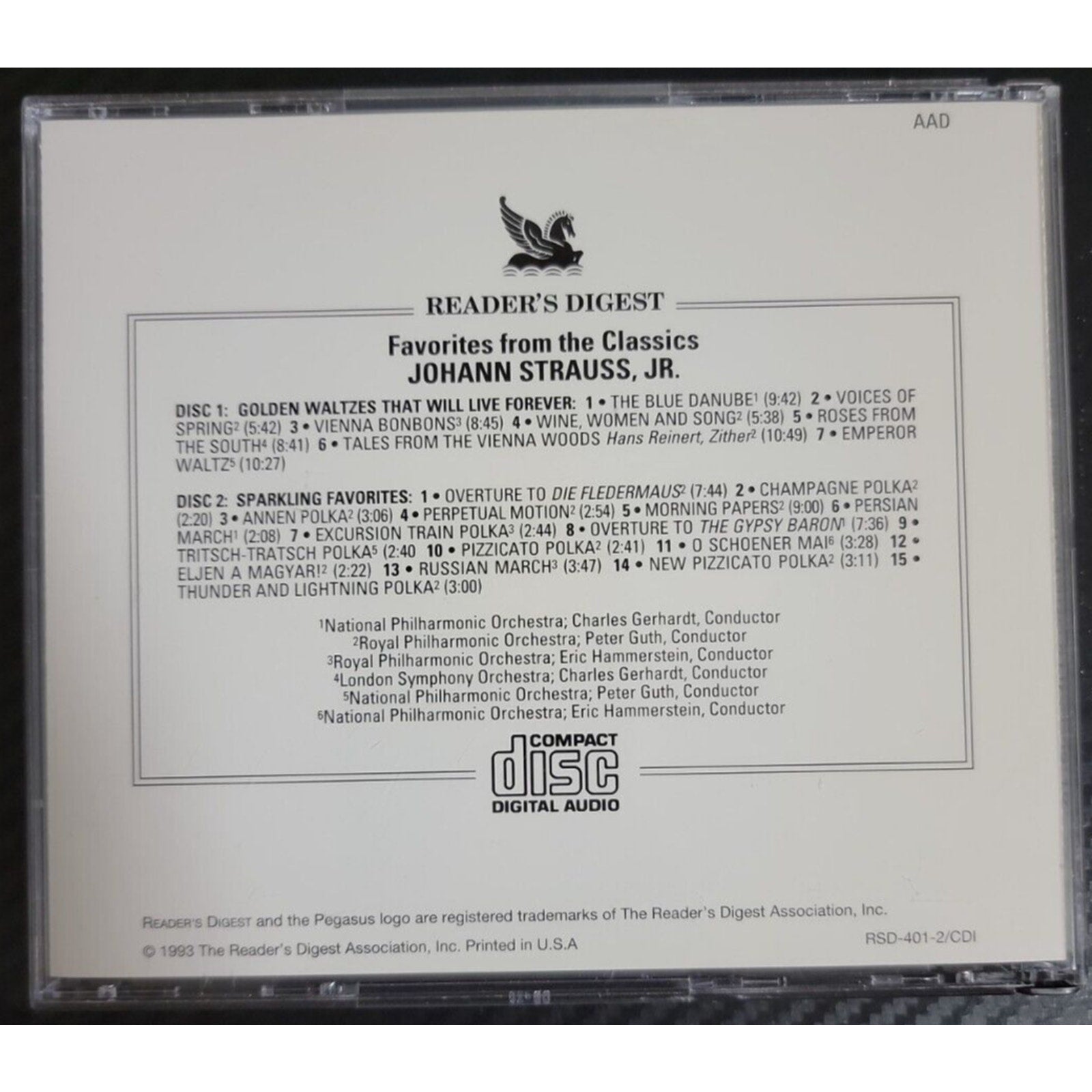 Johann Strauss Jr. Favorites From The Classics (Reader's Digest 2 Cd Set)