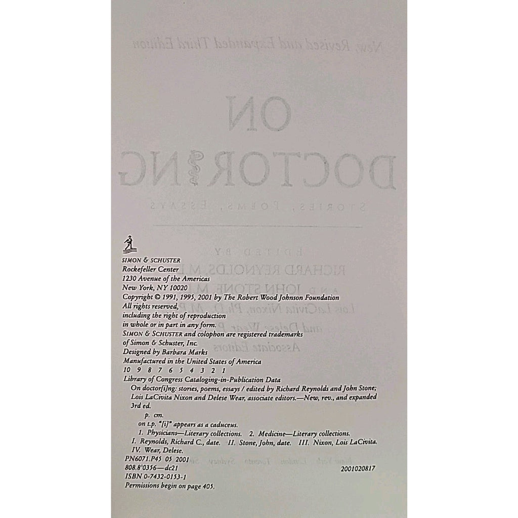 On Doctoring by John Stone (2001, Hardcover)