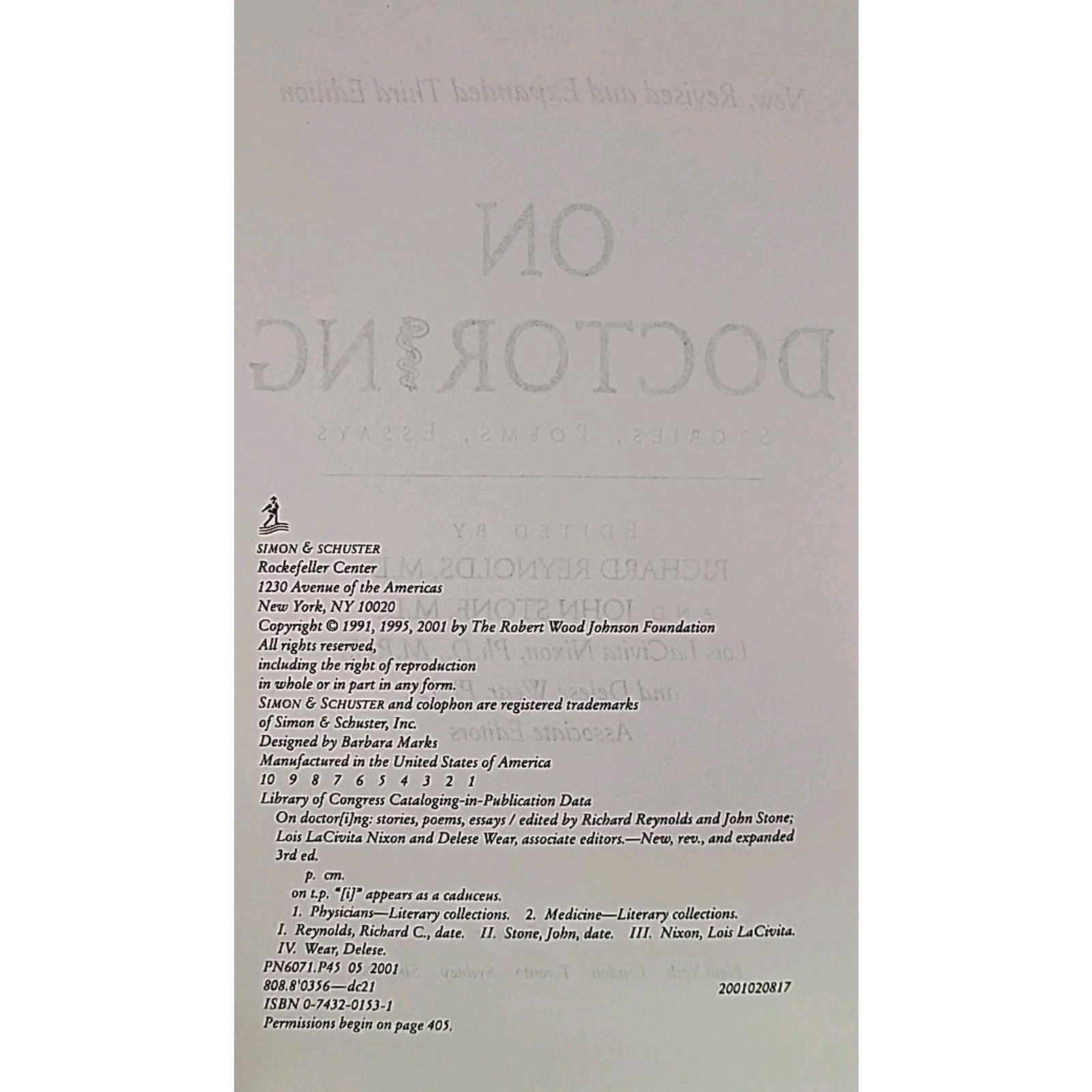 On Doctoring by John Stone (2001, Hardcover)