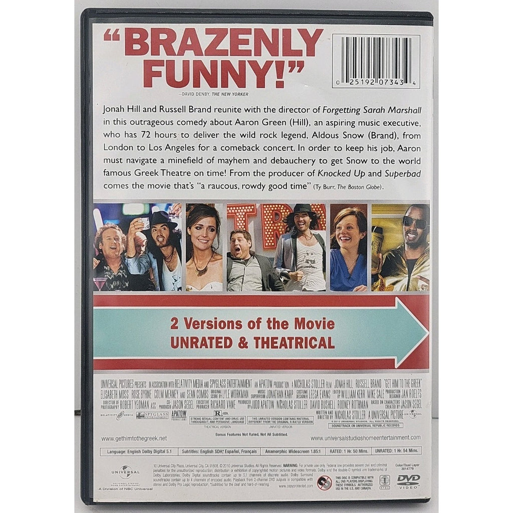 Get Him to the Greek (DVD, 2010, Unrated & Theatrical) Jonah Hill, Russell Brand