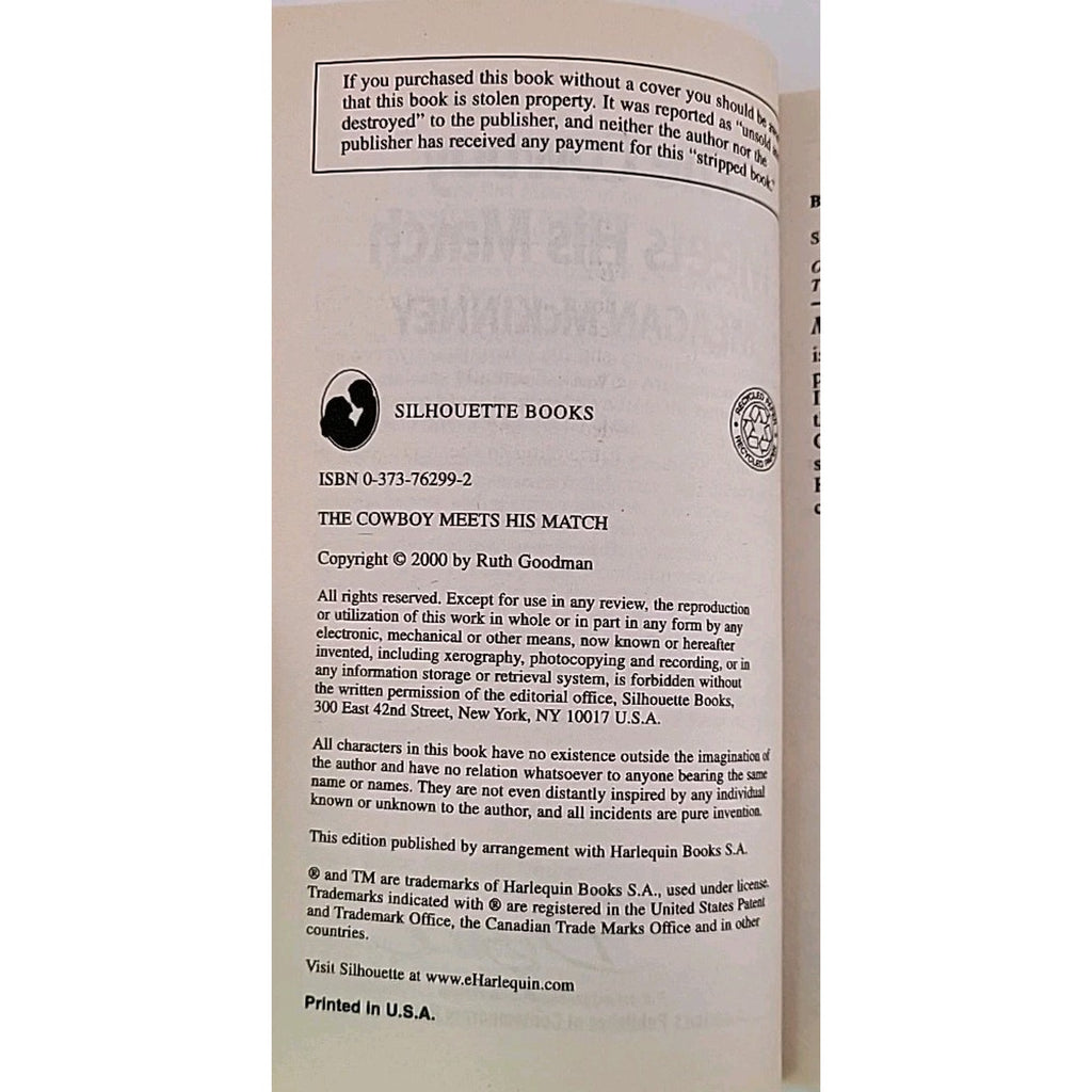 Cowboy Meets His Match by Meagan McKinney (2000, Mass Market)