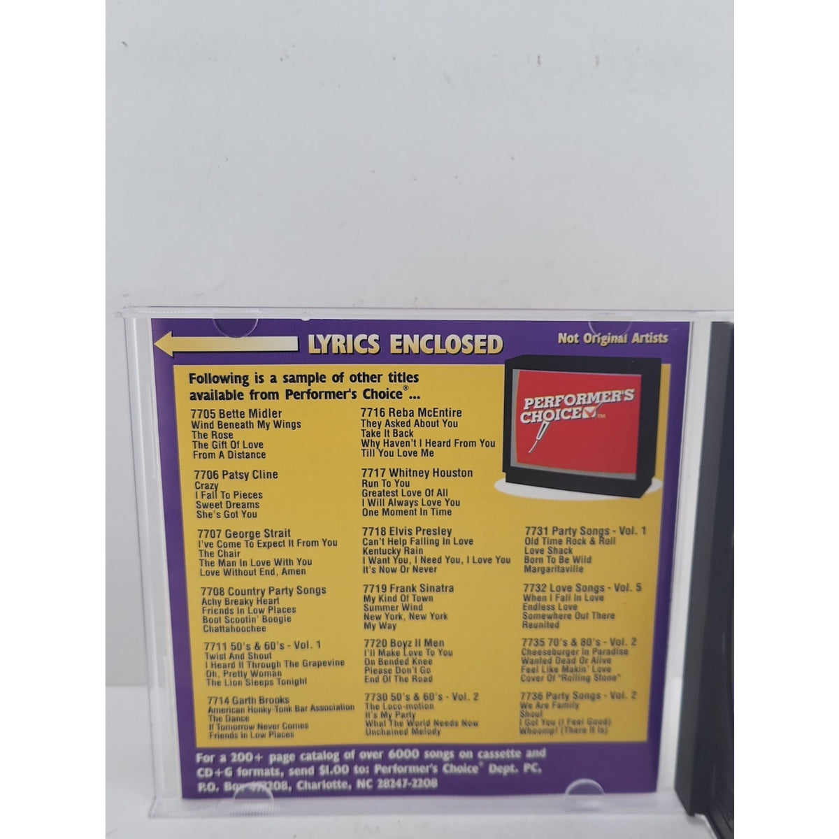 Karaoke Sing The Best Country Party Songs #7708 Performer's Choice CDG & CD