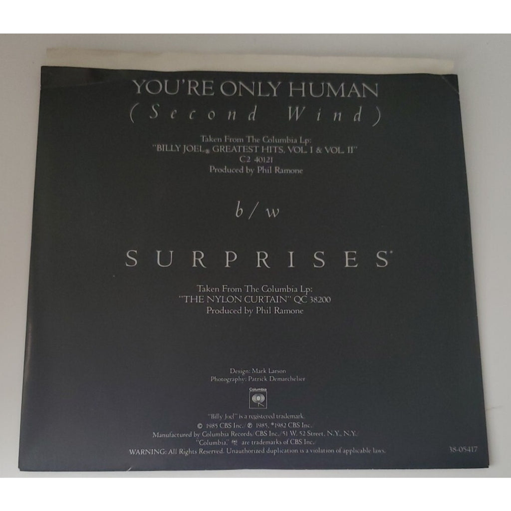 Billy Joel You're Only Human (Second Wife) (Record)
