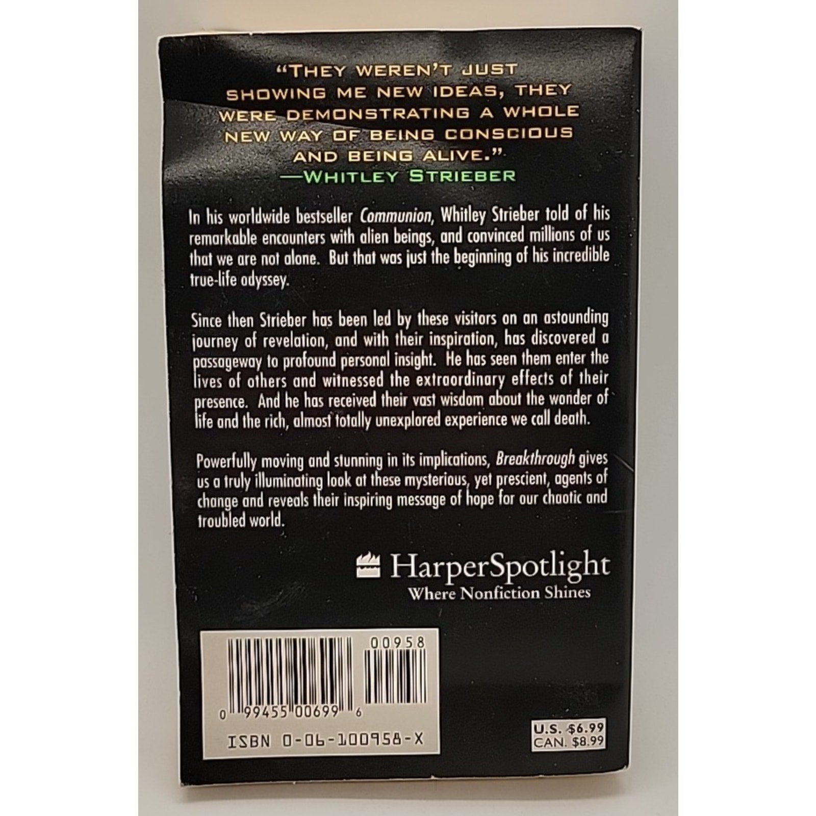 Breakthrough : The Next Step by Whitley Strieber (1996, Mass Market)