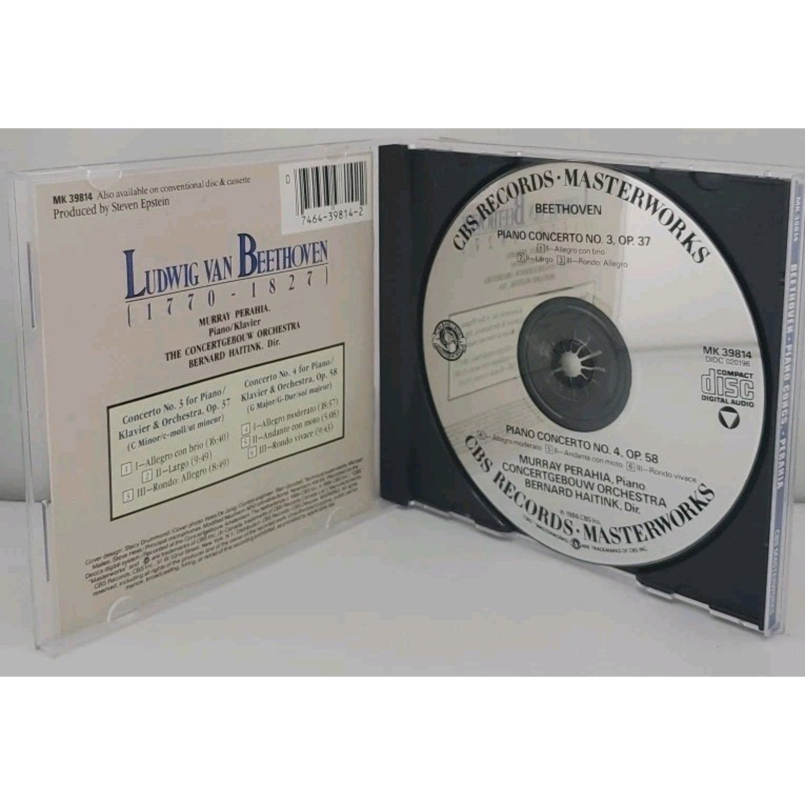 Piano Concerti 3 & 4 by Beethoven / Perahia / Haitink / Cgb (CD, 1986)