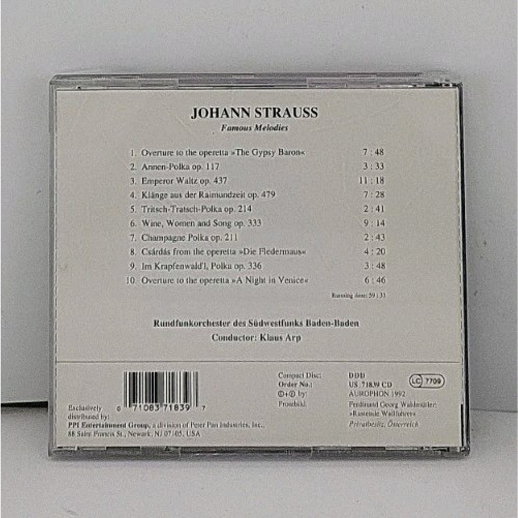 Johann Strauss: Famous Melodies / Klaus Arp, Baden-Baden (Cd 1992)'