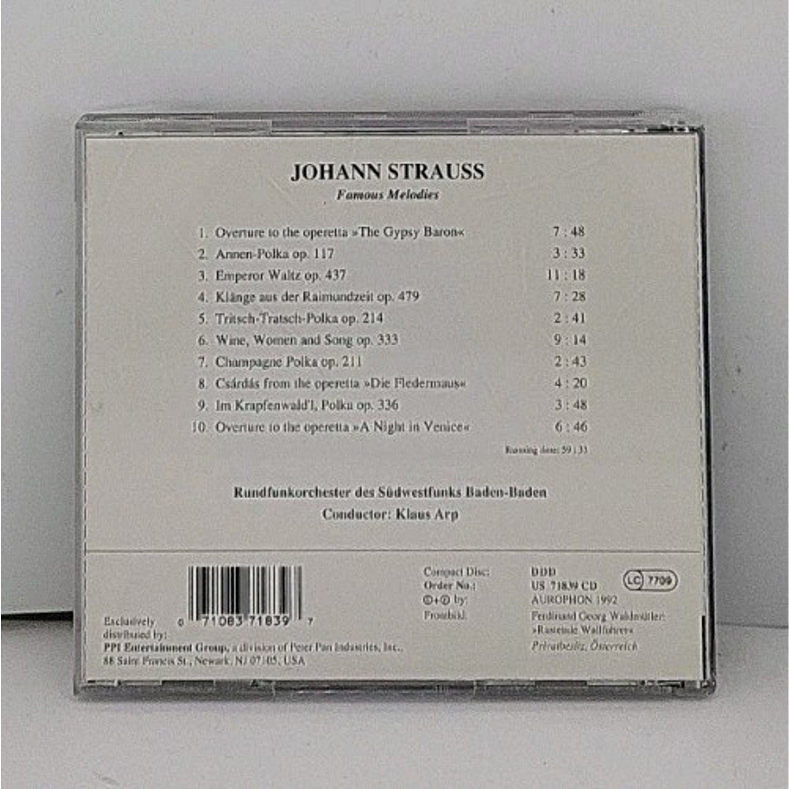 Johann Strauss: Famous Melodies / Klaus Arp, Baden-Baden (Cd 1992)'