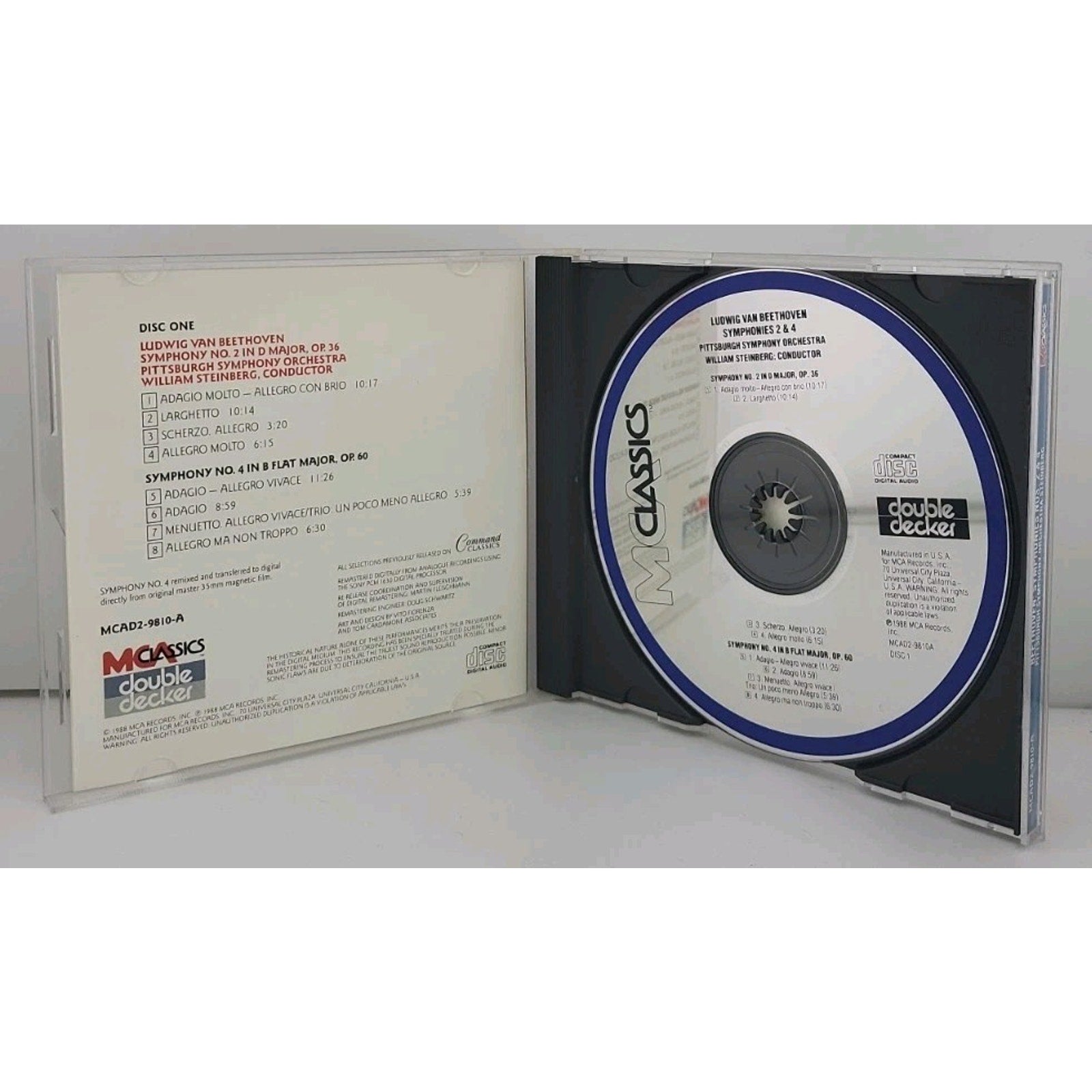 Beethoven: Symphonies NOS. 2 & 4 - Pittsburgh Symphony, William Steinberg - CD