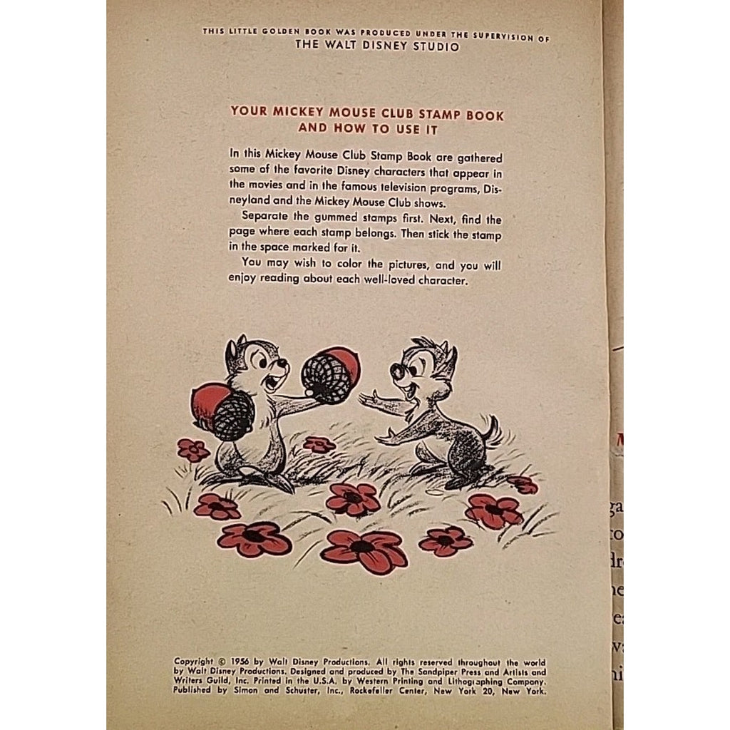 1956 Walt Disney's Mickey Mouse Club Stamp Book
