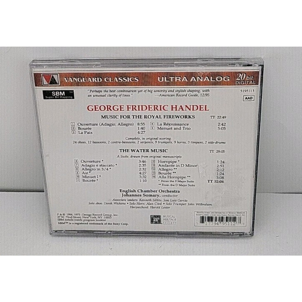Handel: Royal Fireworks The Water Music - Audio CD